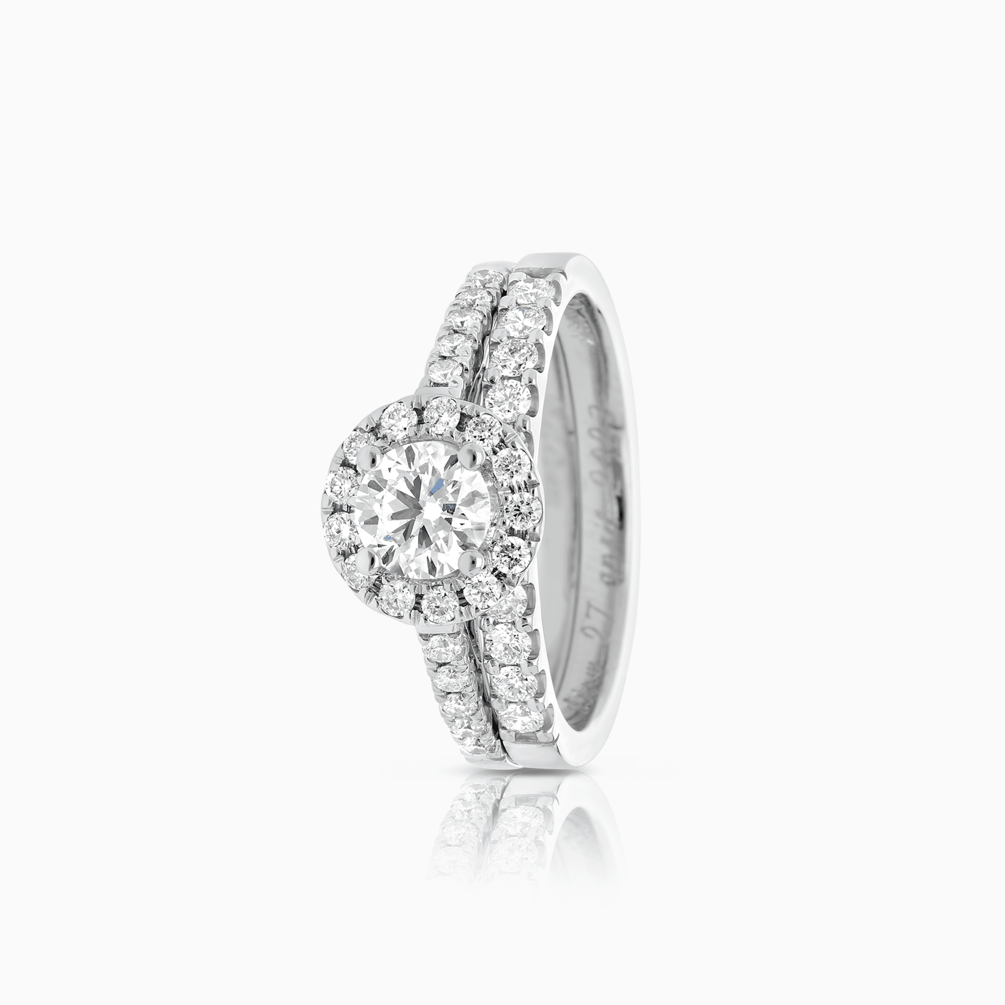 Halo ring with half-eternity 1.28ct 18K gold