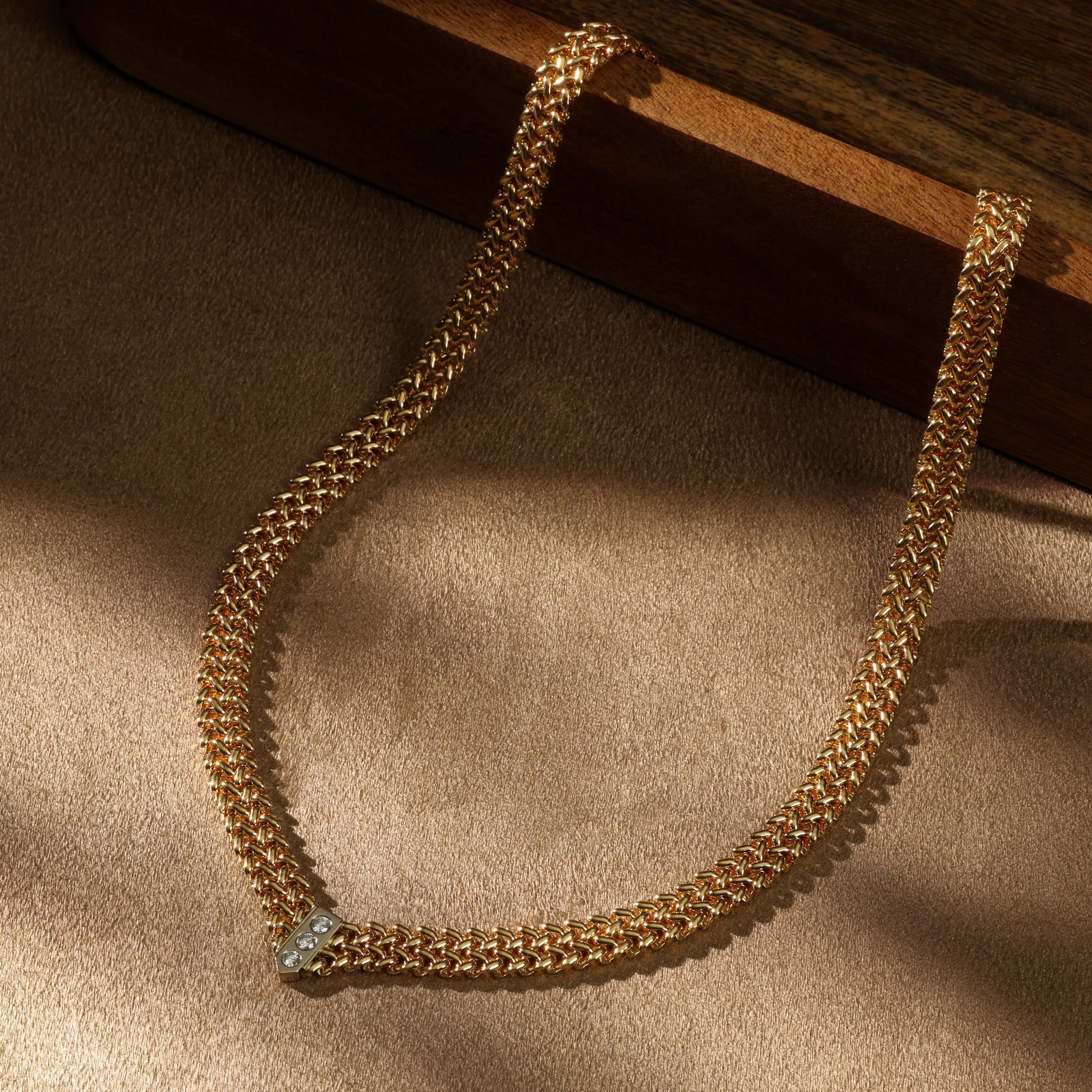 Gold Necklace with Diamonds 39.2g 18K Gold