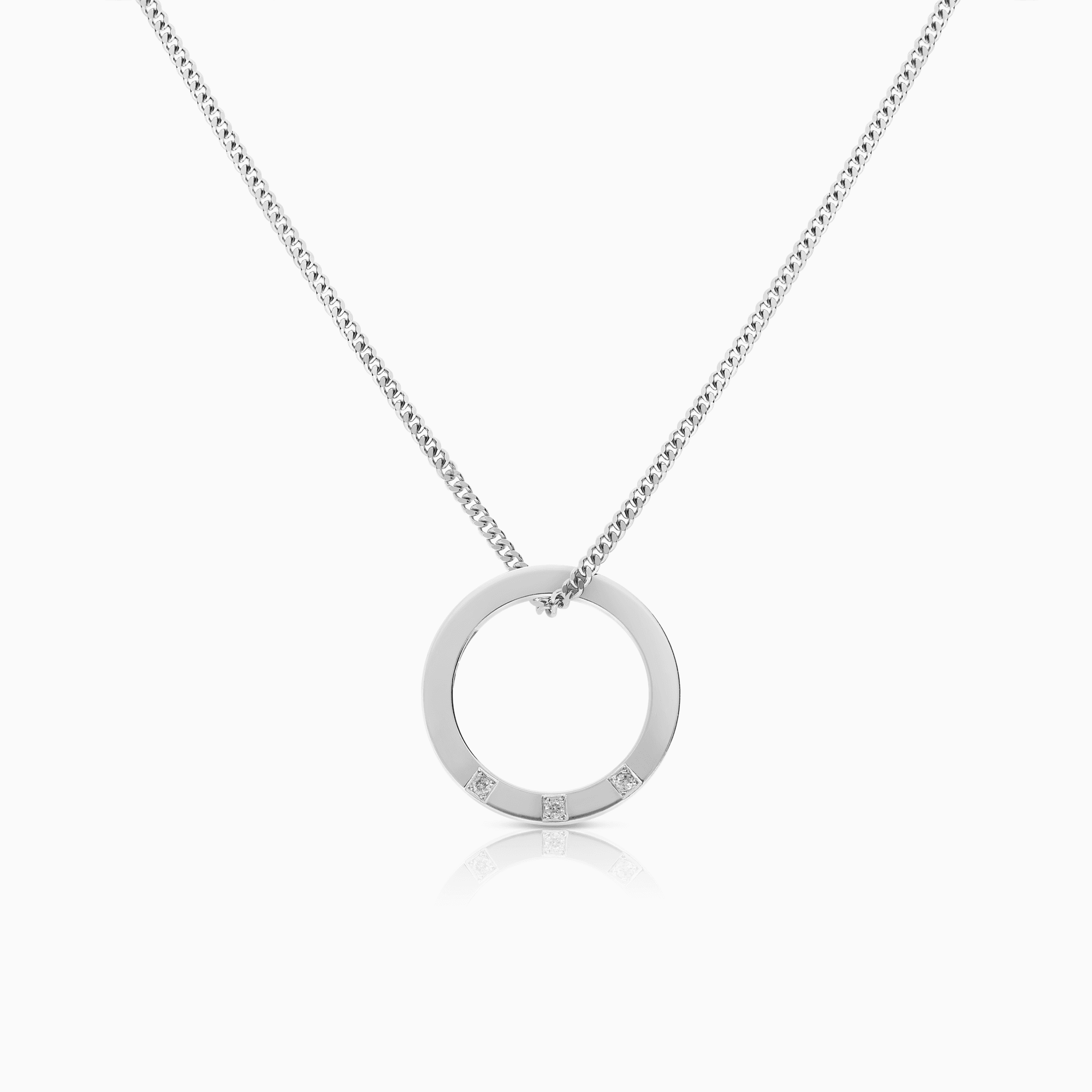 Curb chain with diamond pendant 0.06ct 18K white gold