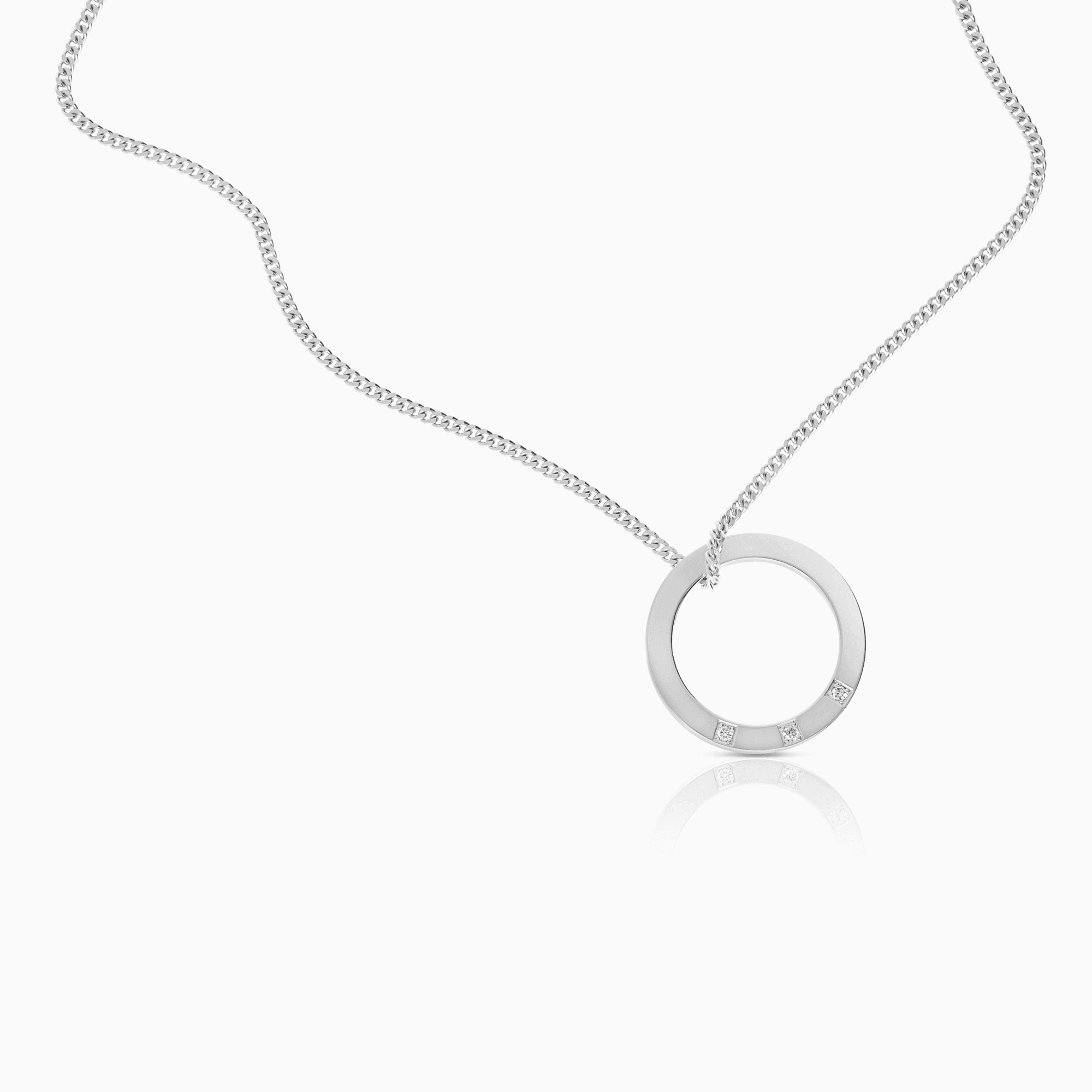Curb chain with diamond pendant 0.06ct 18K white gold