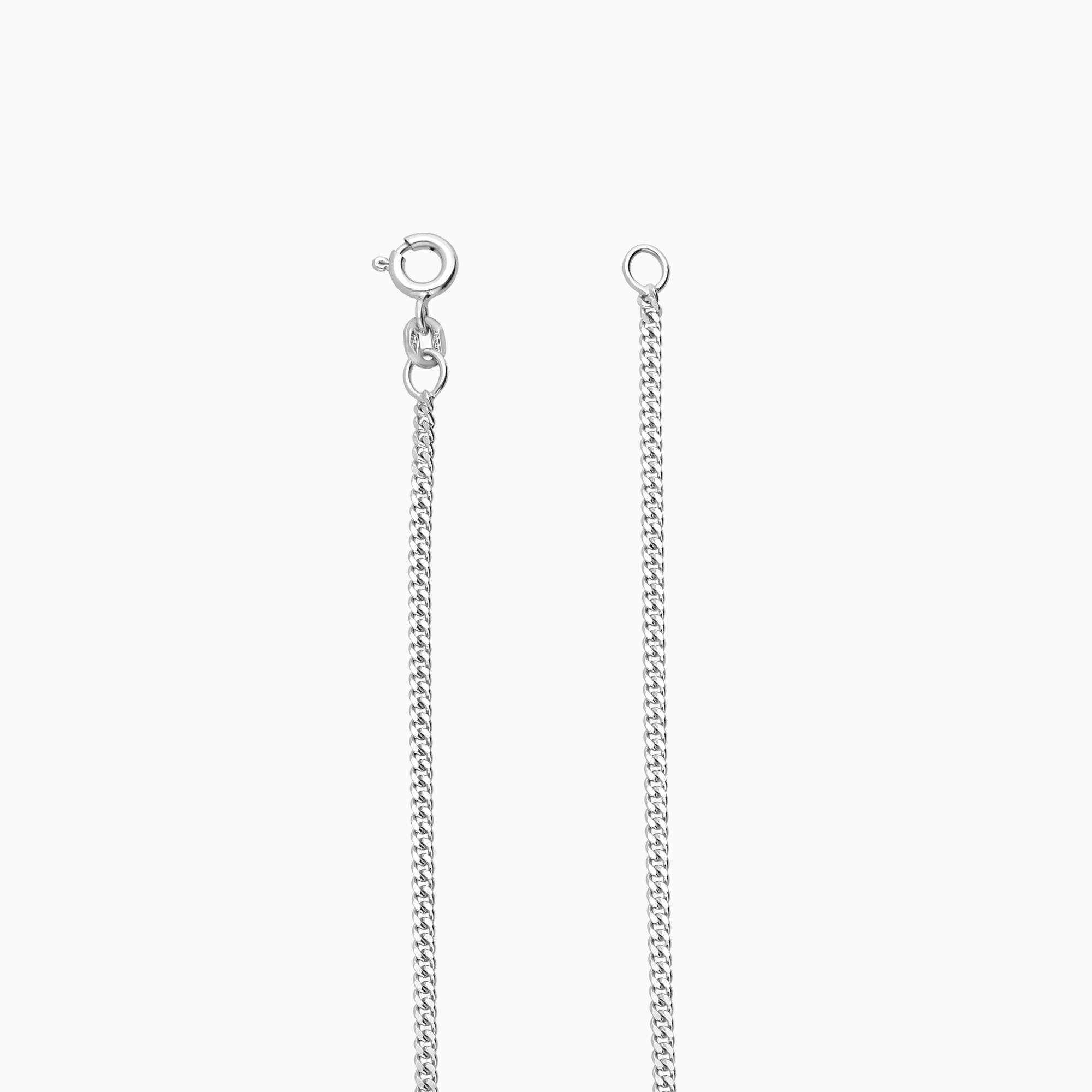 Curb chain with diamond pendant 0.06ct 18K white gold