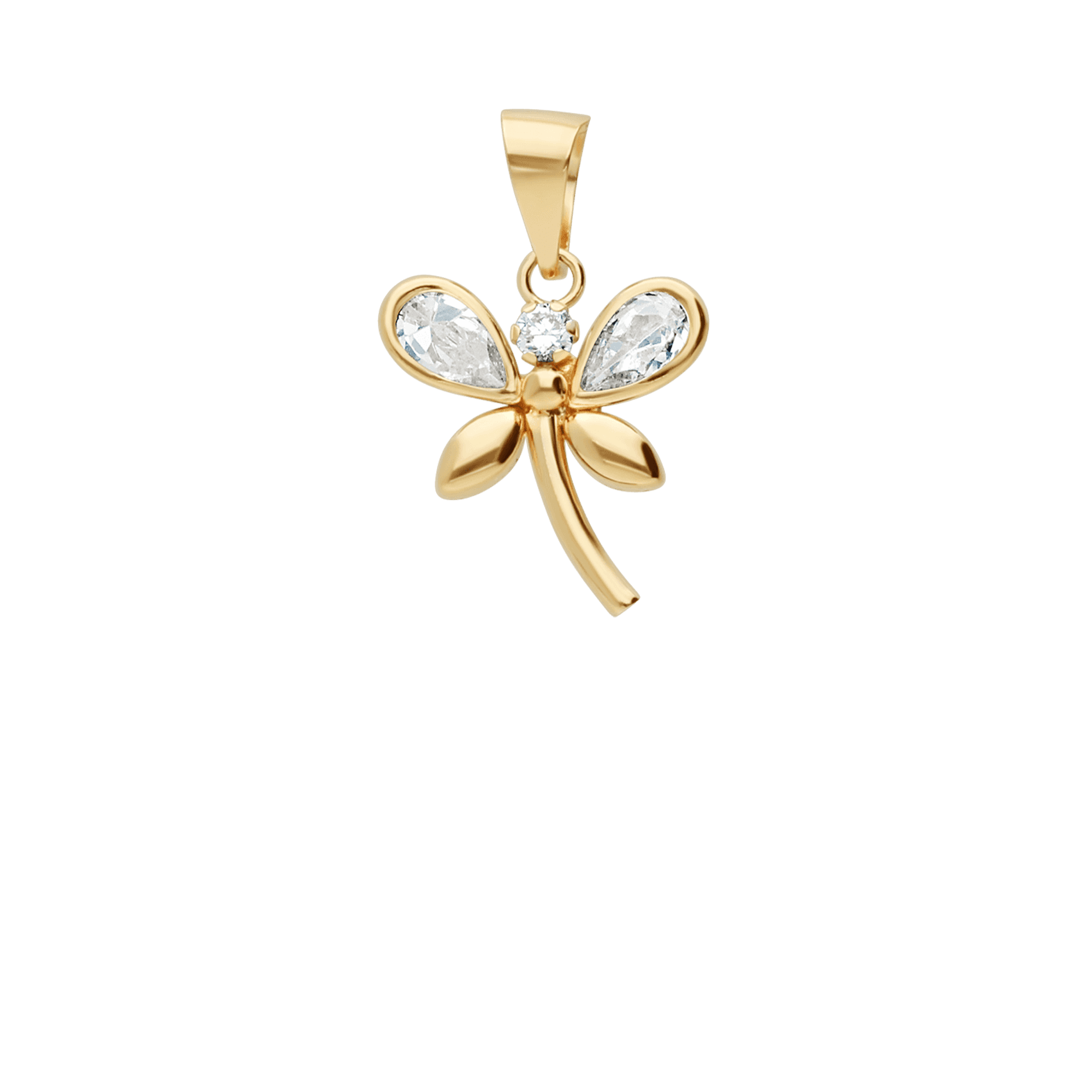 Butterfly Pendant with White Stones 0.50g 18K Gold