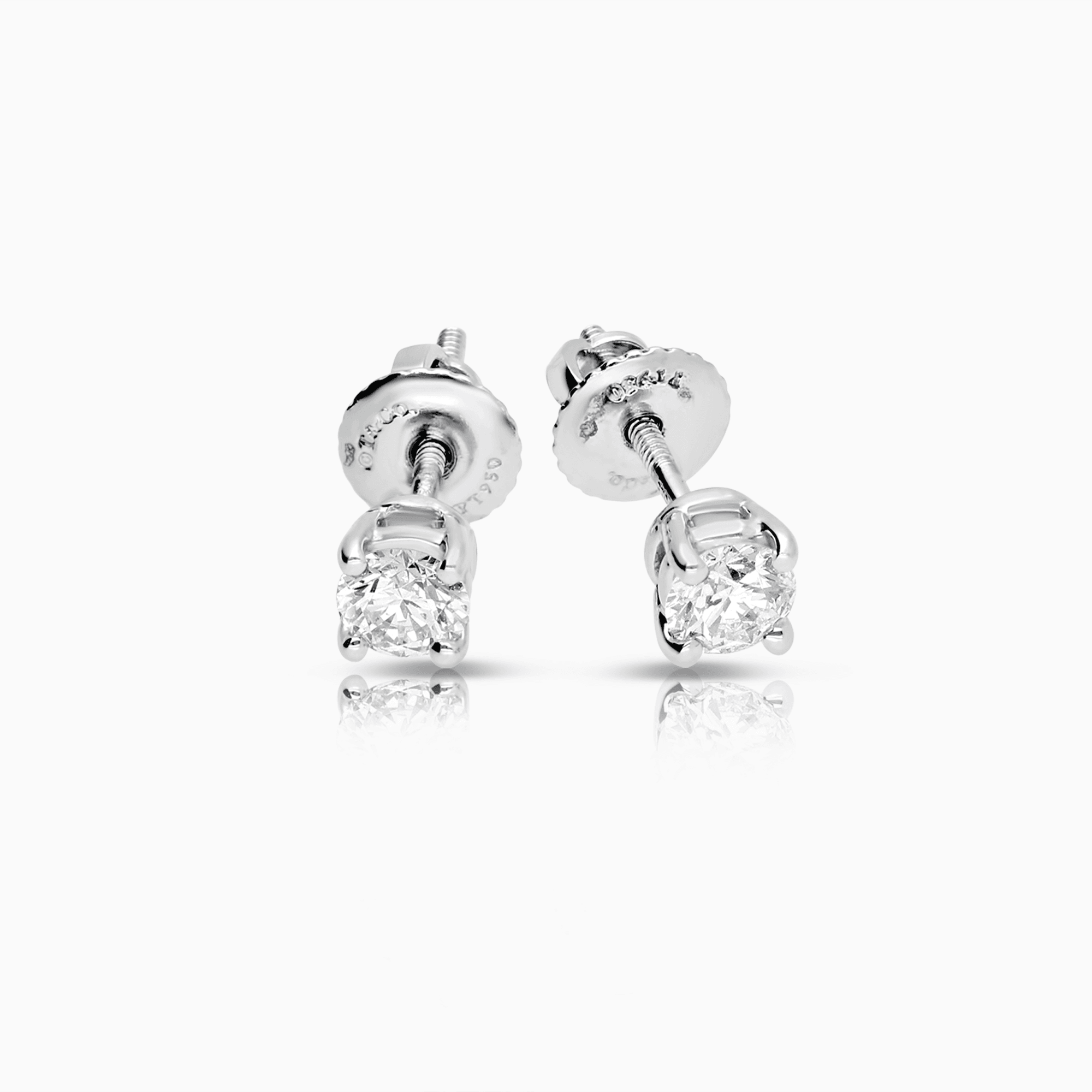 Tiffany & Co solitaire earrings 0.49ct 18K white gold