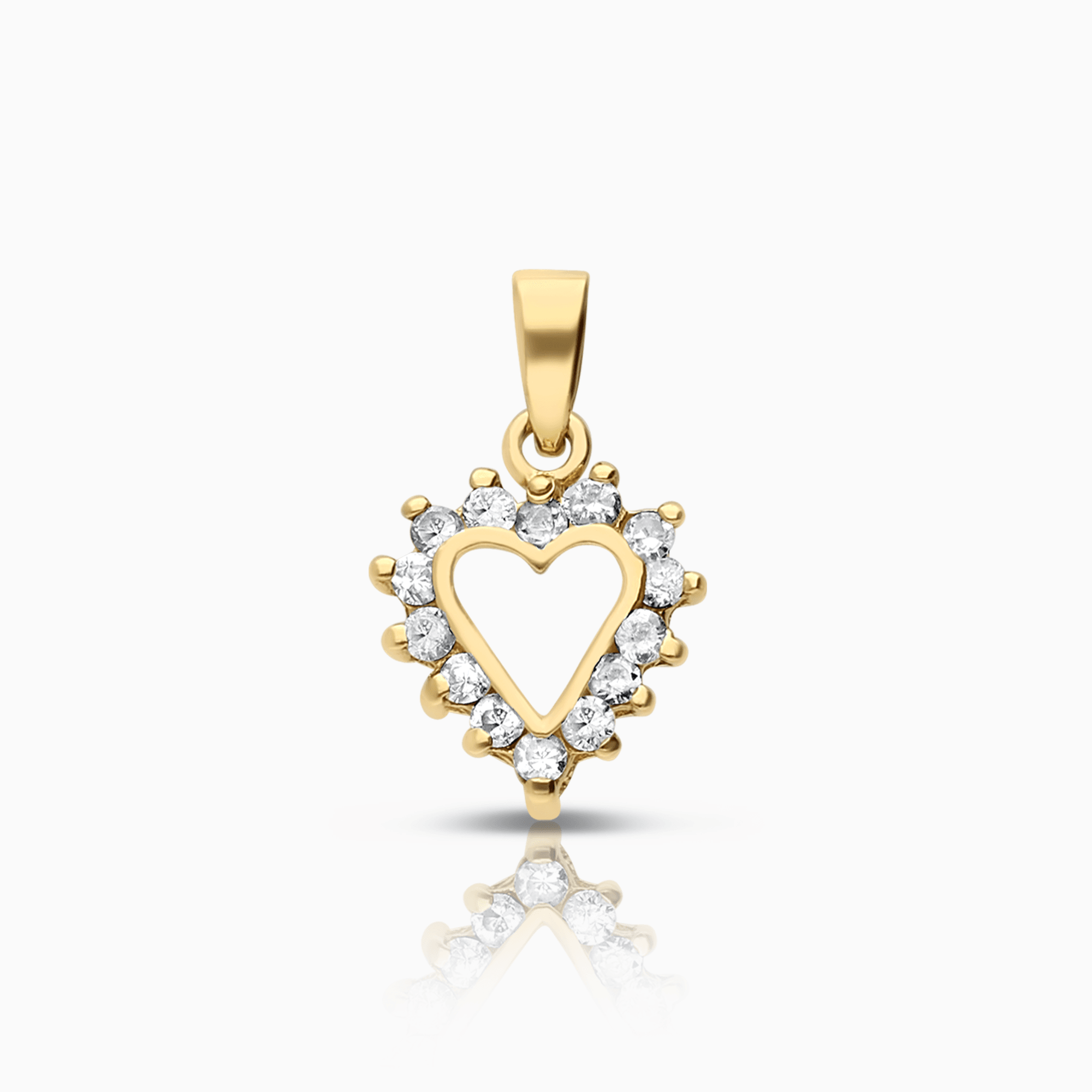 Heart pendant with white stones 0.55g 18K gold