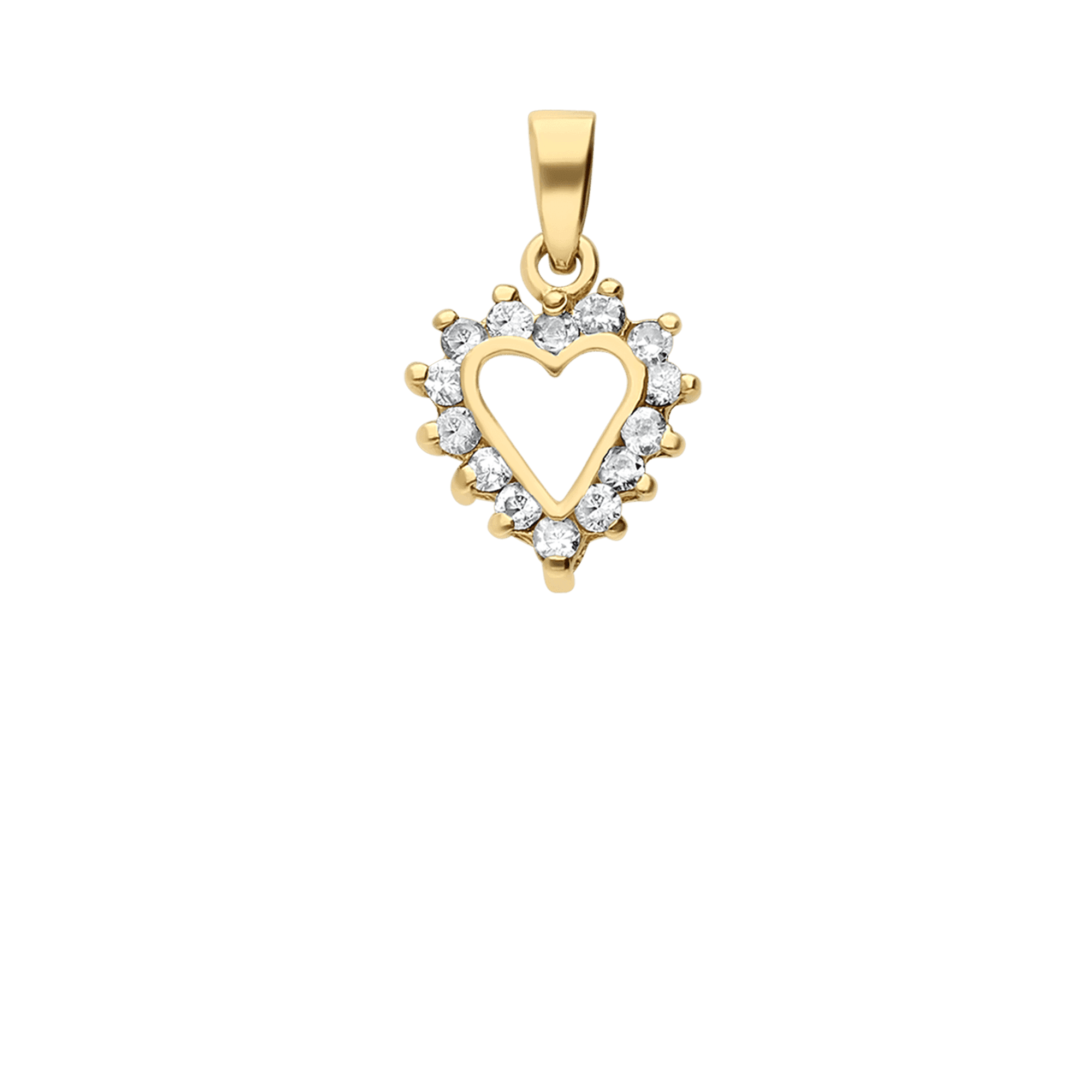 Heart pendant with white stones 0.55g 18K gold