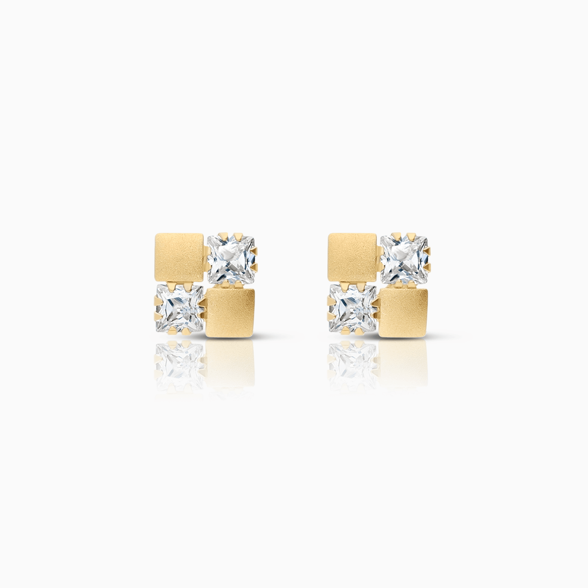 Gold earrings with white stones 0.87g 18K