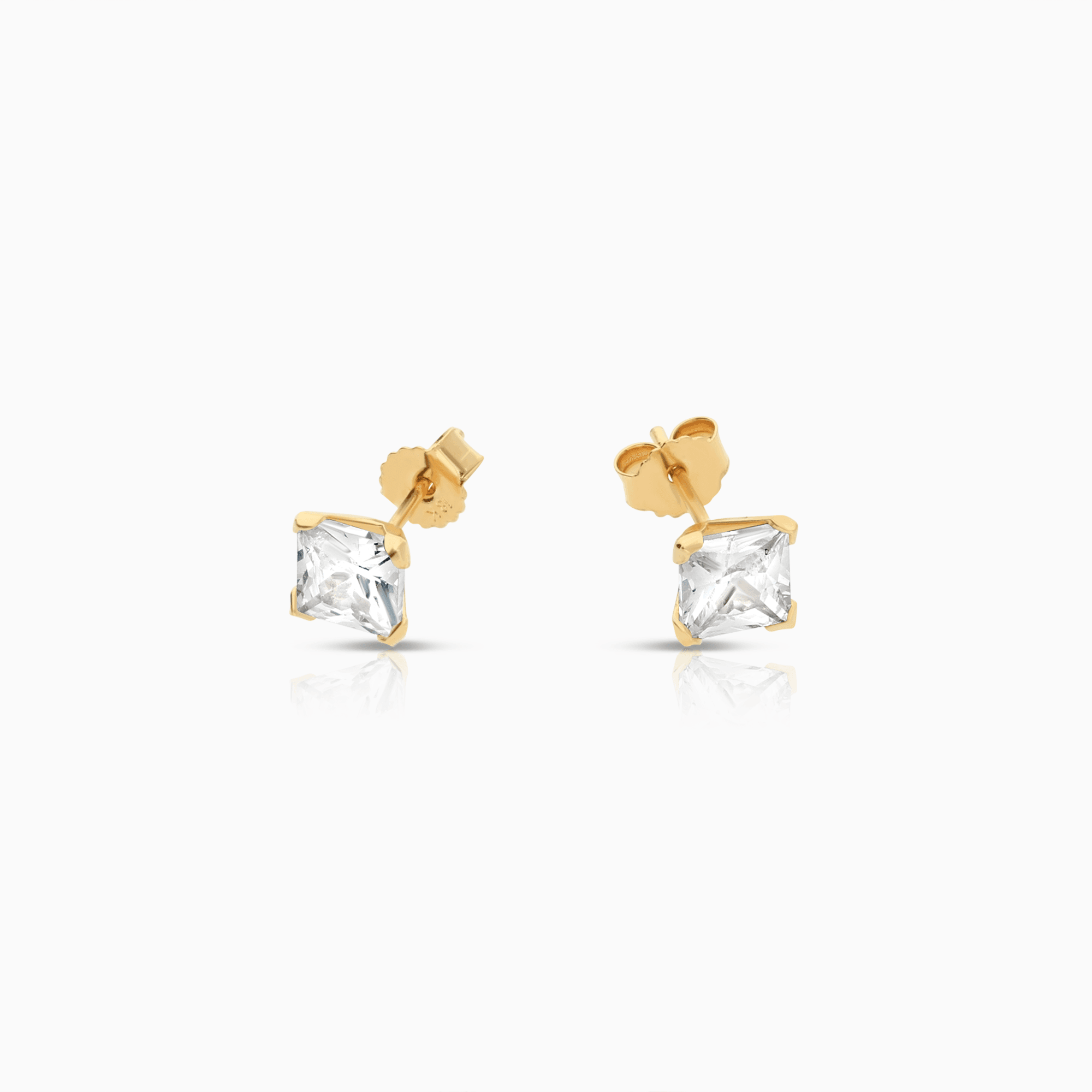 Gold solitaire earrings with white stones 0.87g 18K gold