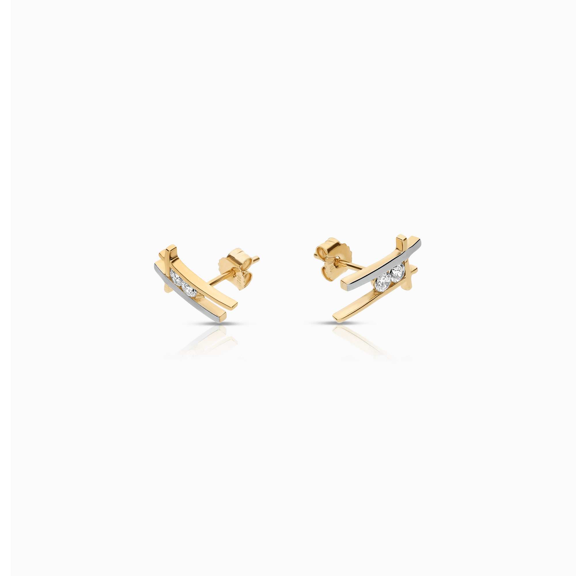Gold earrings with white stones 1.39g 18K gold