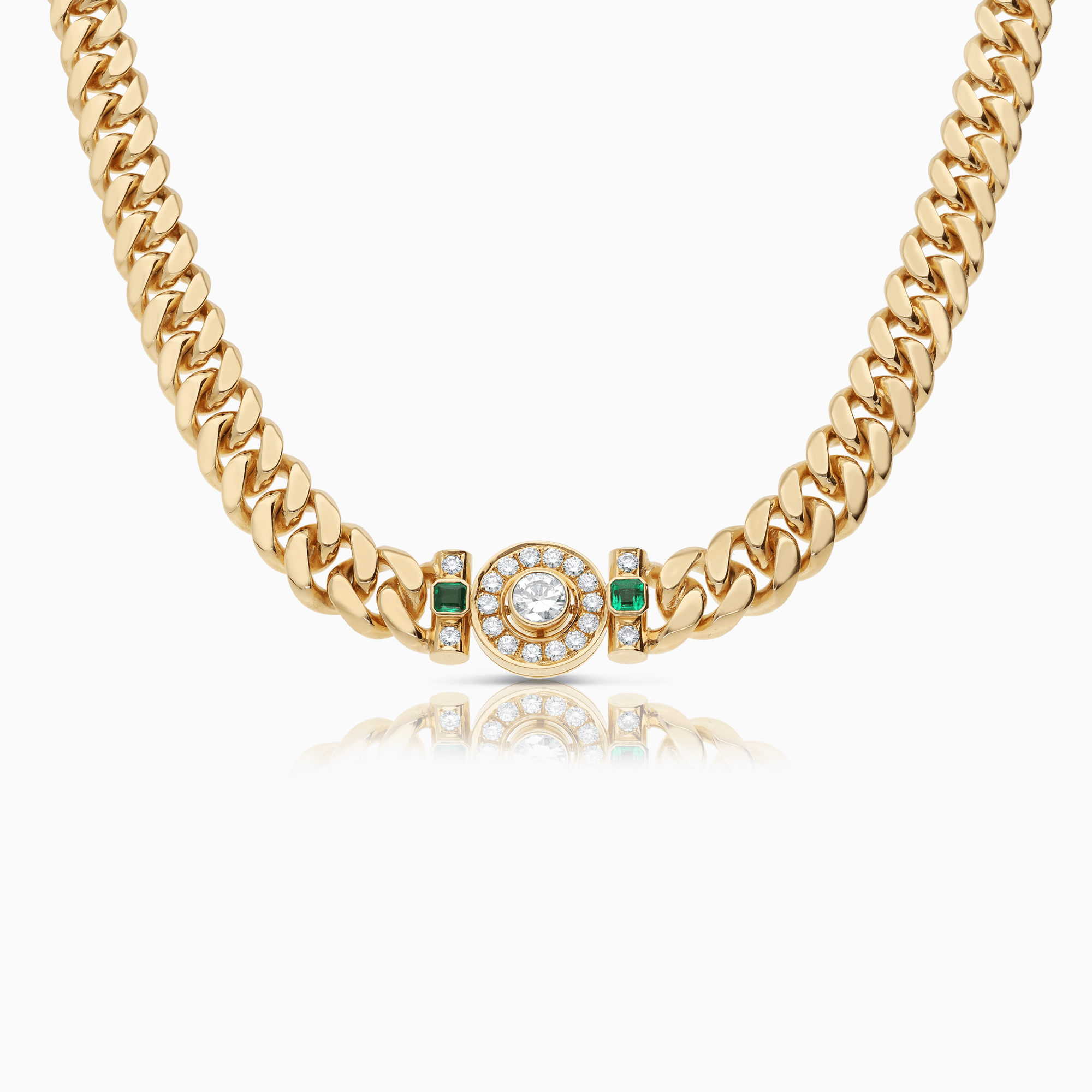 Pansarlenke med diamanter & smaragder 2,44ct 18K gull