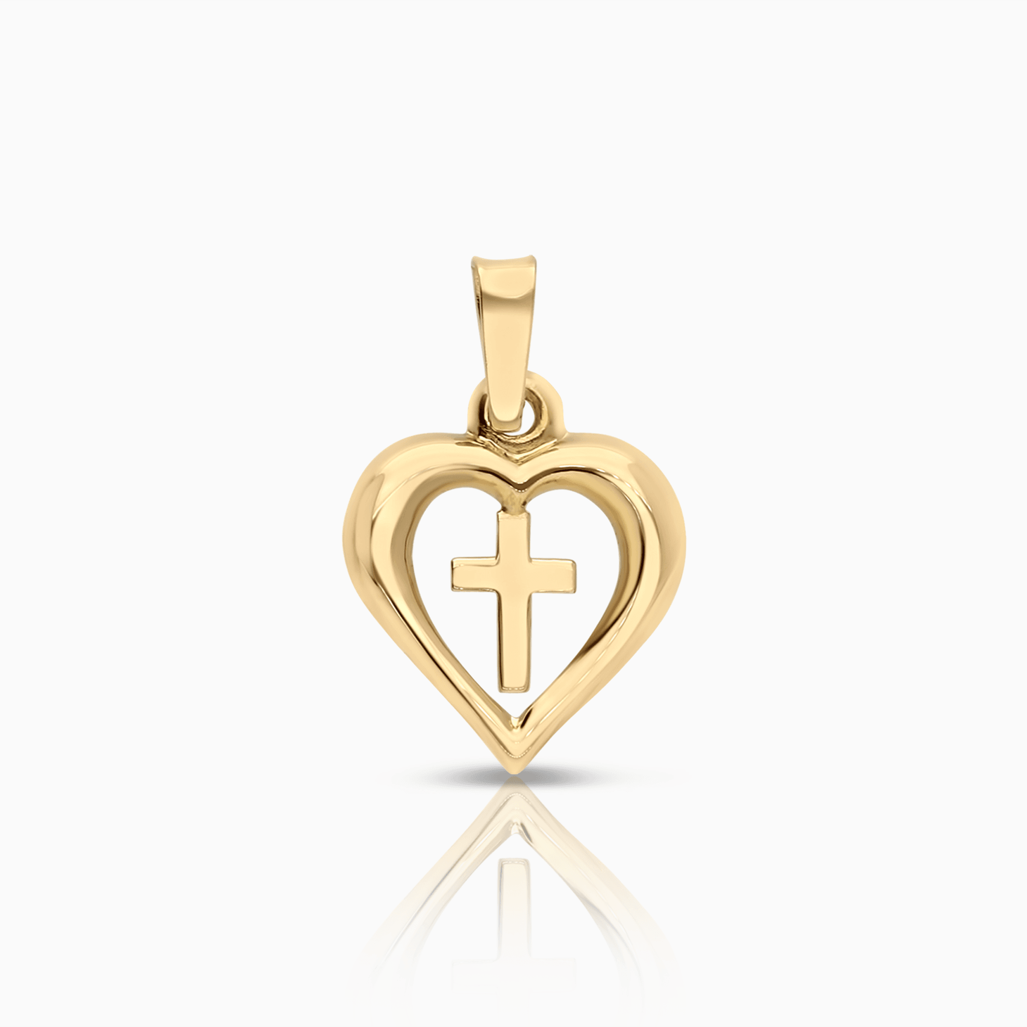Heart and cross pendant 0.32g 18K gold