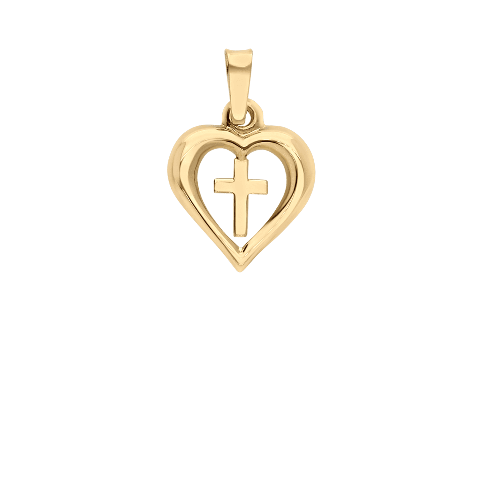 Heart and cross pendant 0.32g 18K gold
