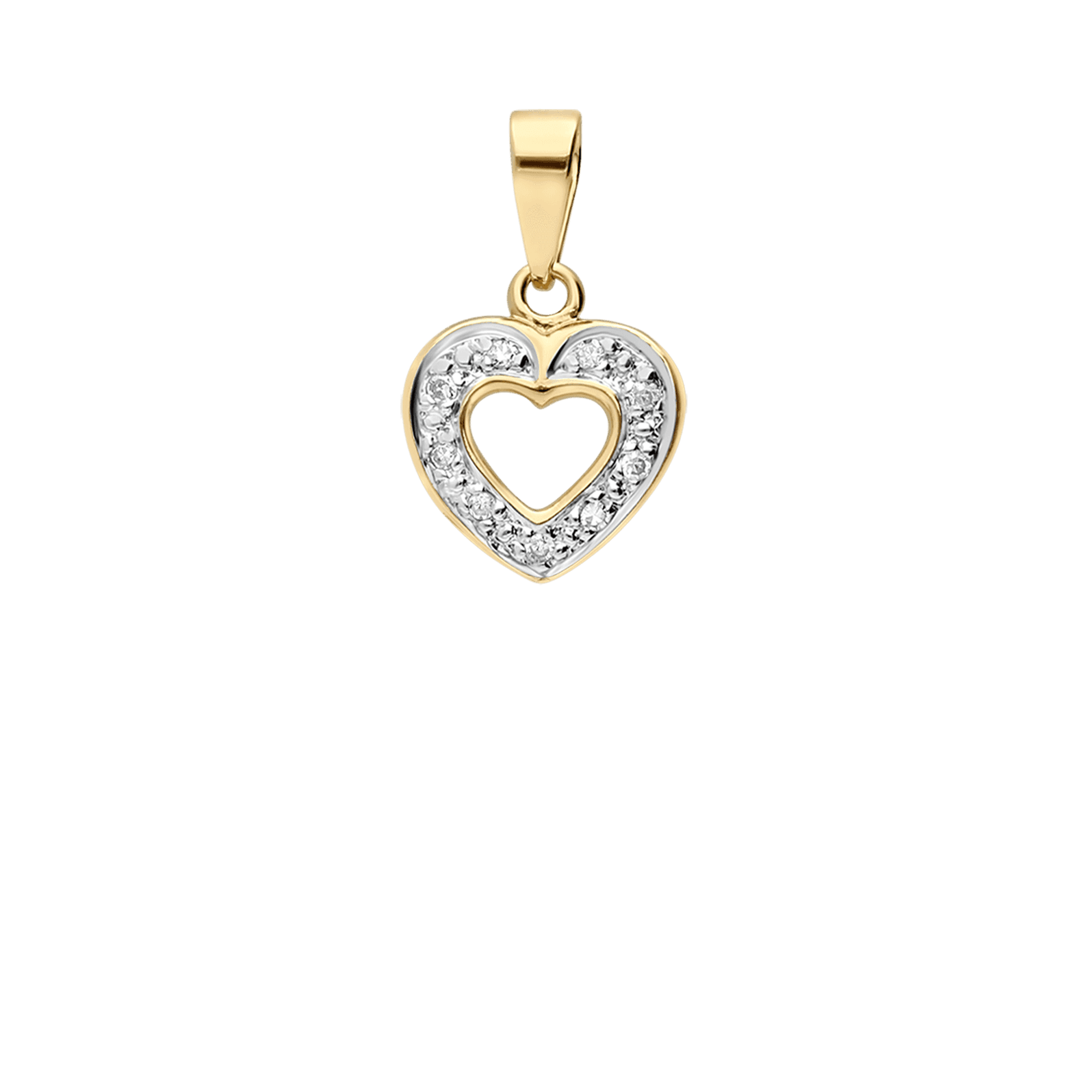 Heart pendant 0.045ct 18K gold