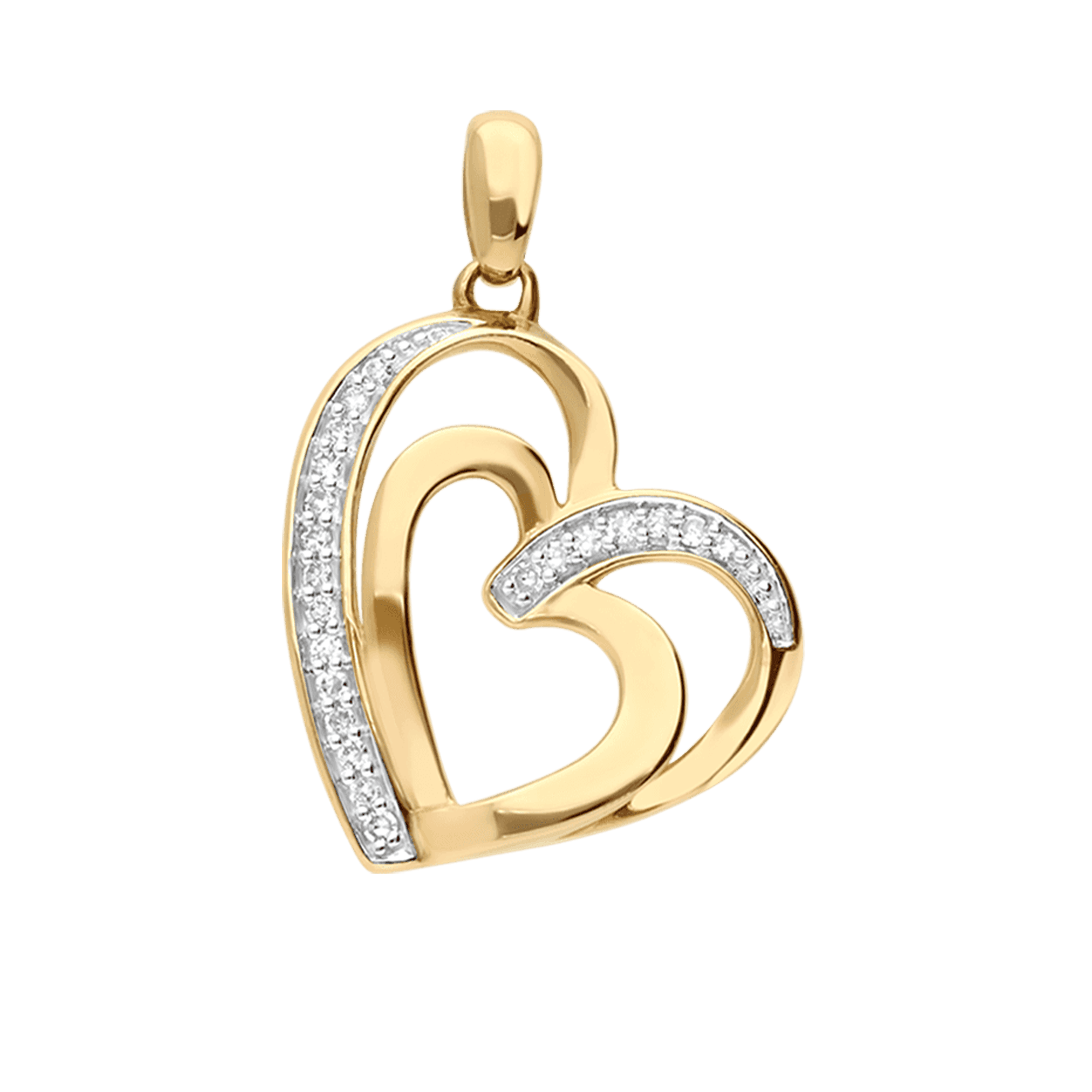 Heart pendant 0.10ct 18K gold
