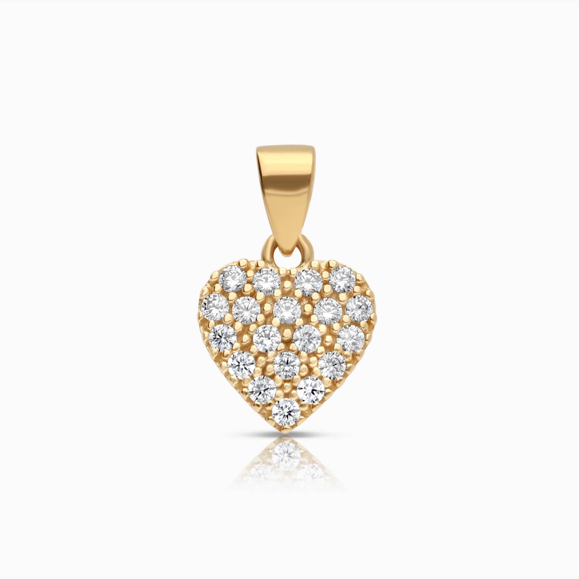 Heart pendant with white stones 1.45g 18K gold