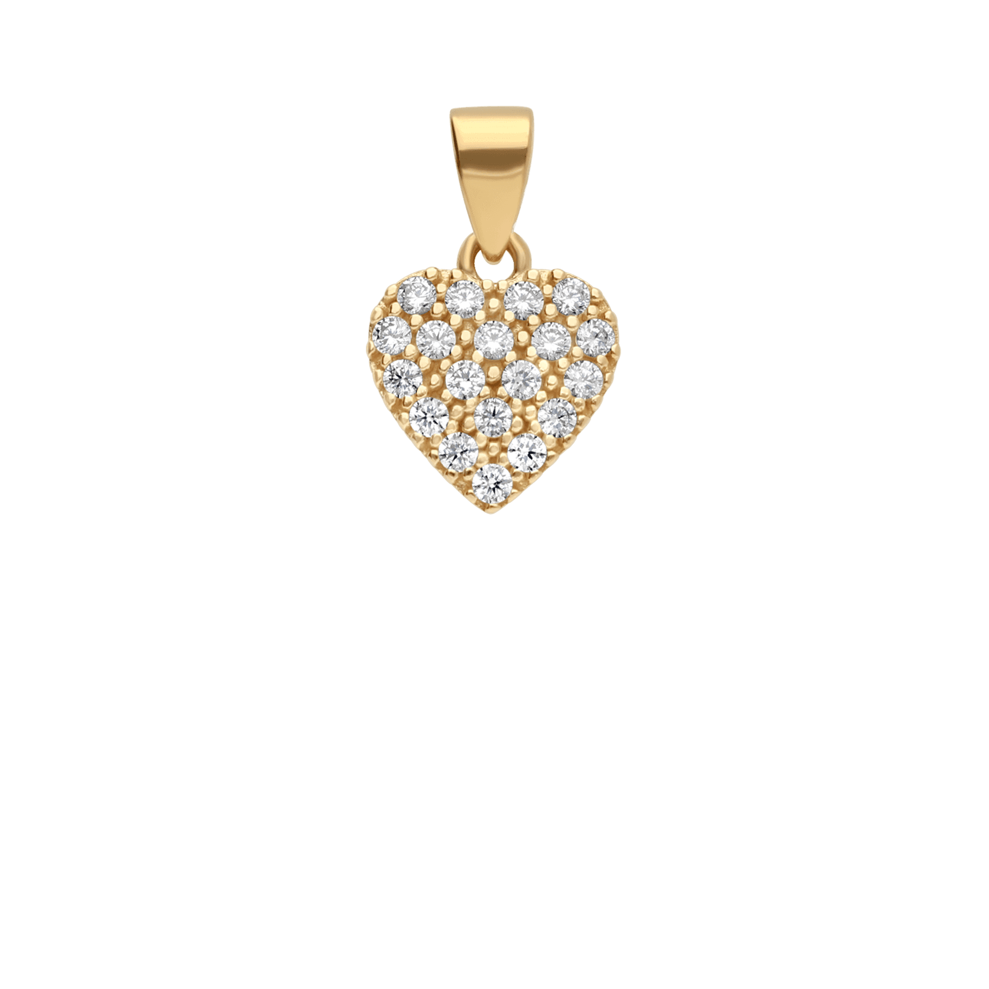 Heart pendant with white stones 1.45g 18K gold