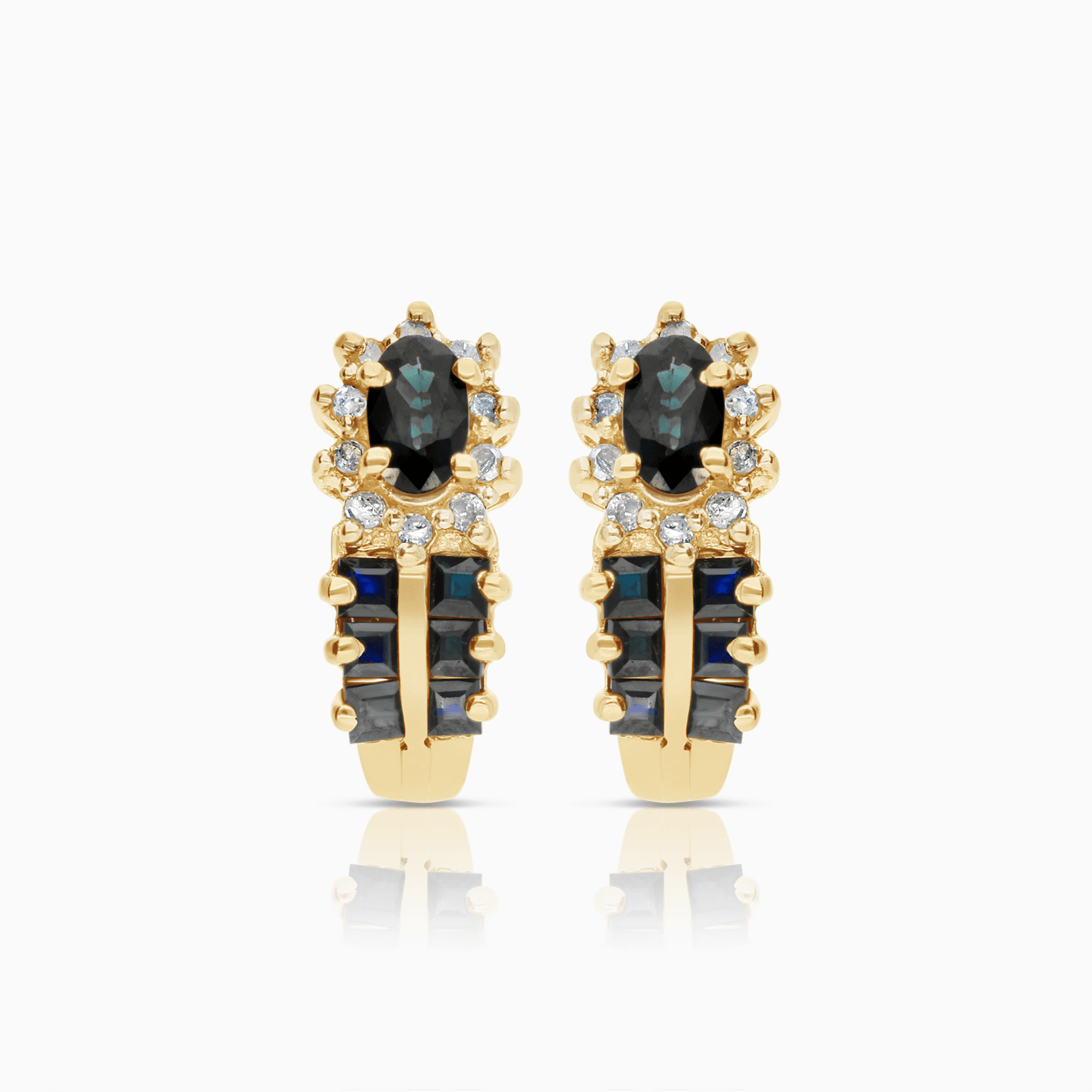 Diamond earrings with sapphires 0.10ct 14K gold