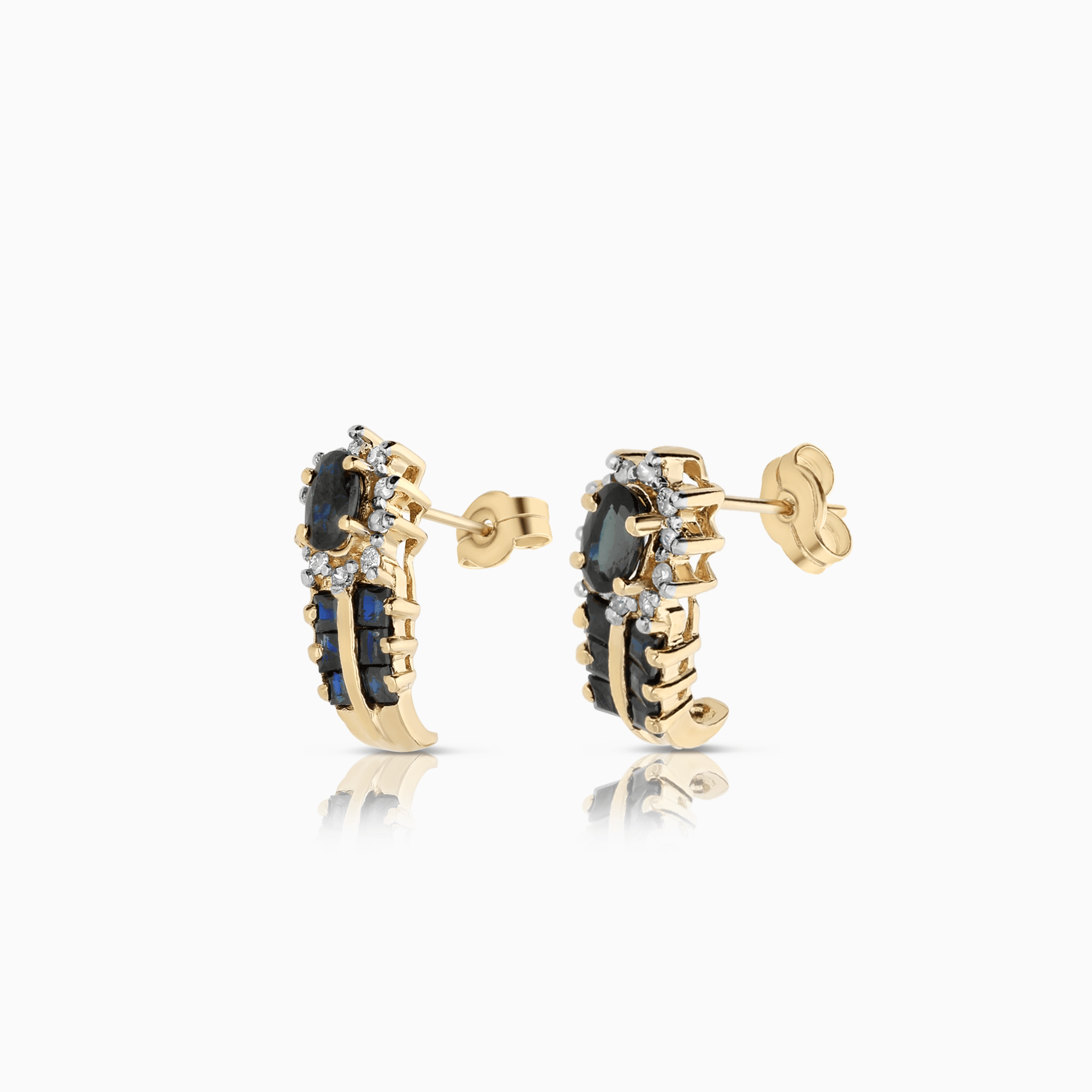 Diamond earrings with sapphires 0.10ct 14K gold
