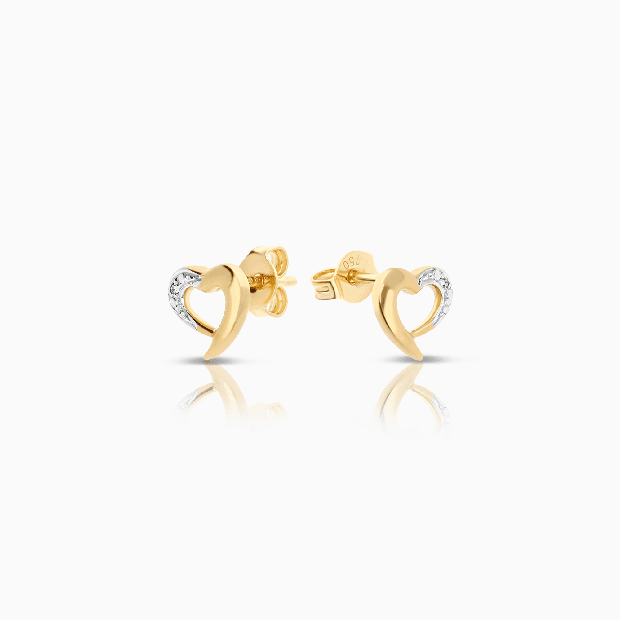 Diamond earrings hearts 0.01ct 18K gold