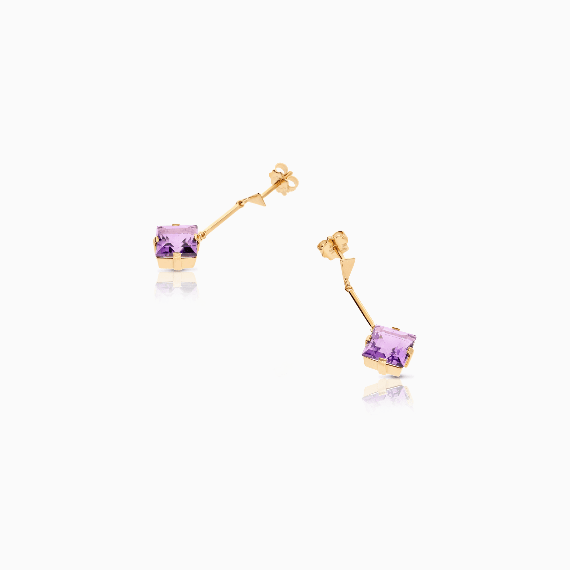 Gold earrings with purple stones 3.70g 18K