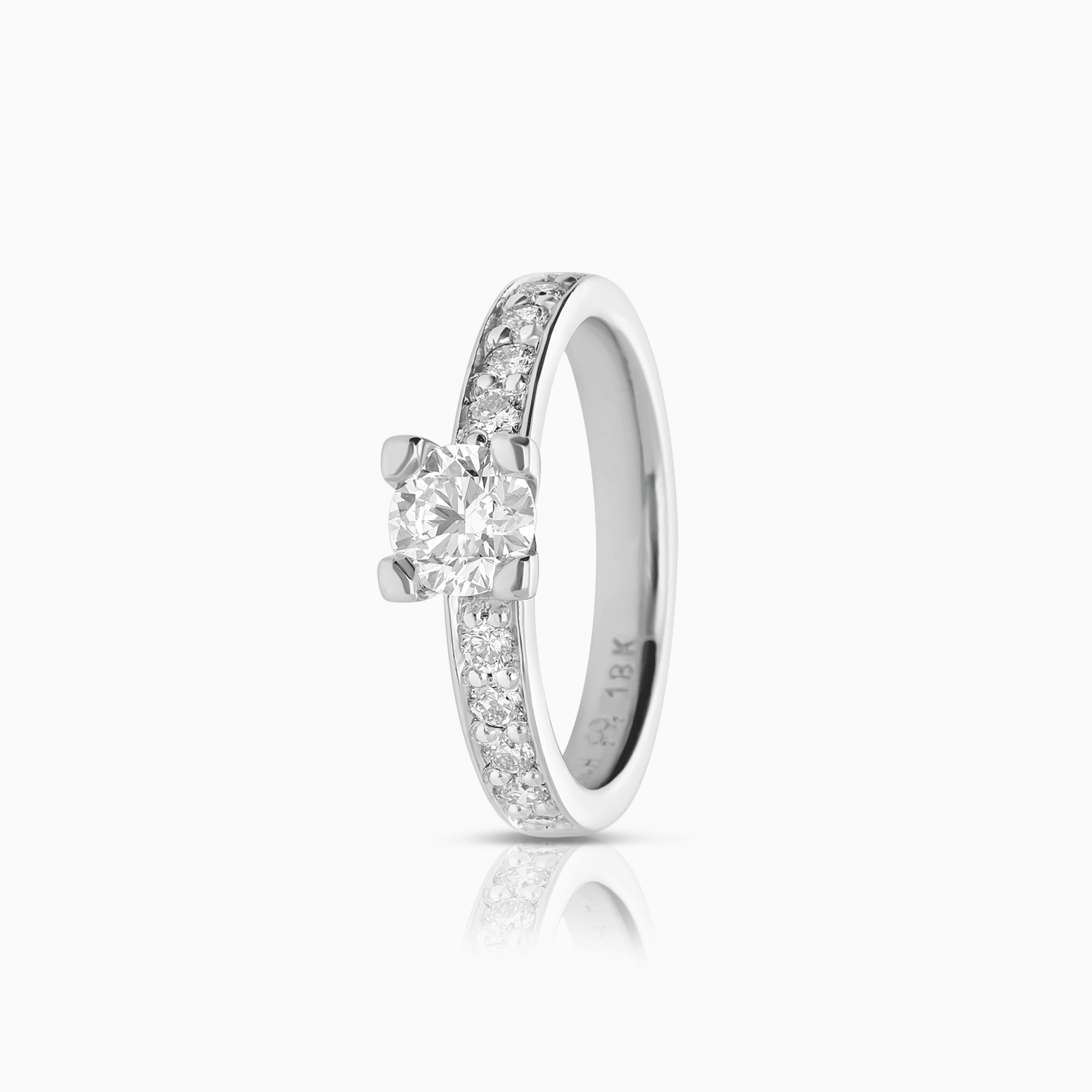 Sidostensring 0,90ct 18K vitguld