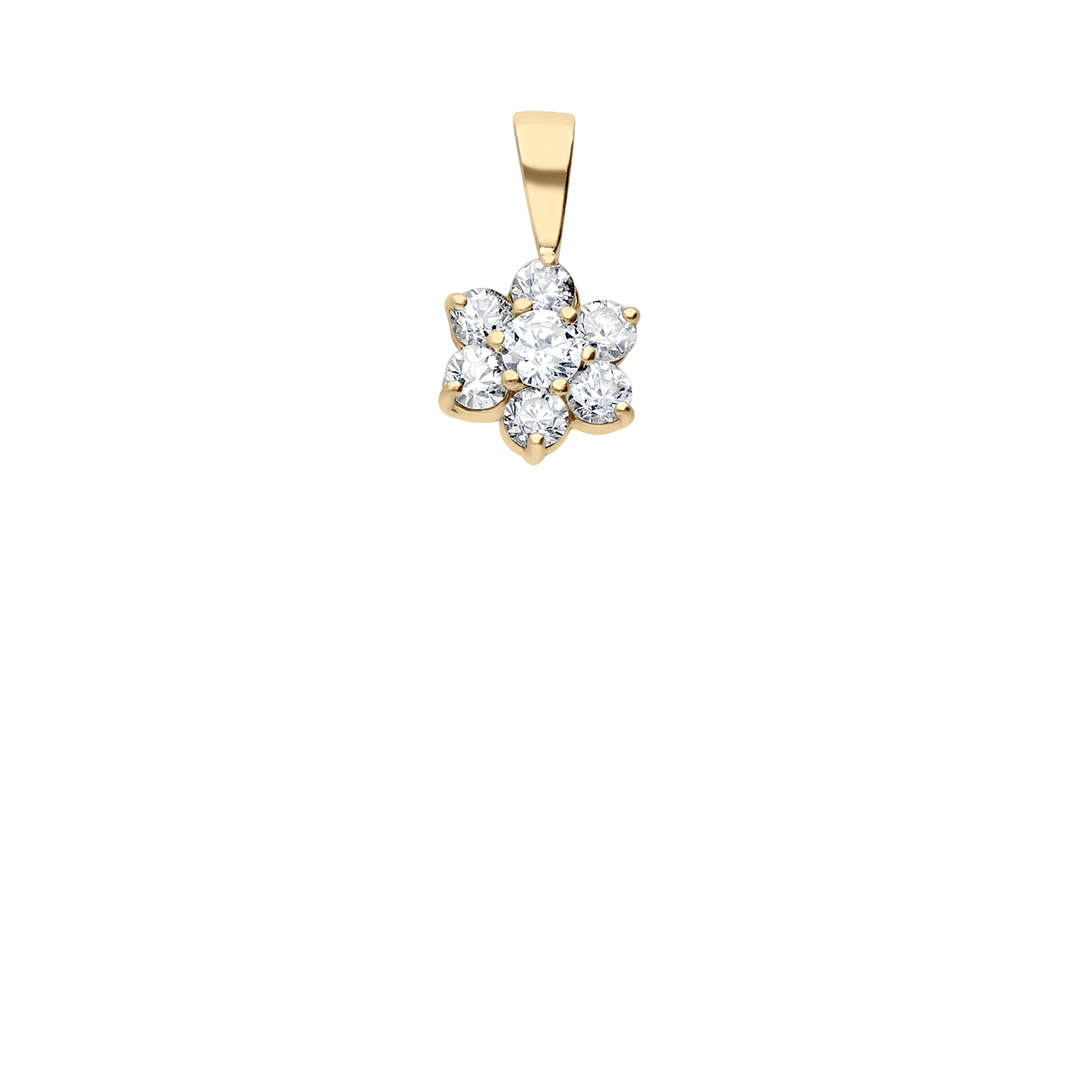 Flower Pendant with White Stones 0.70g 18K Gold