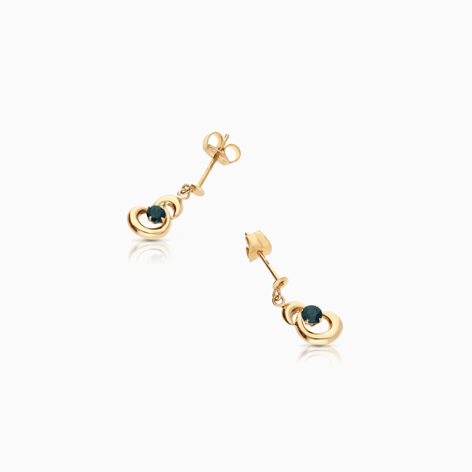 Gold earrings with sapphires 0.80g 18K gold