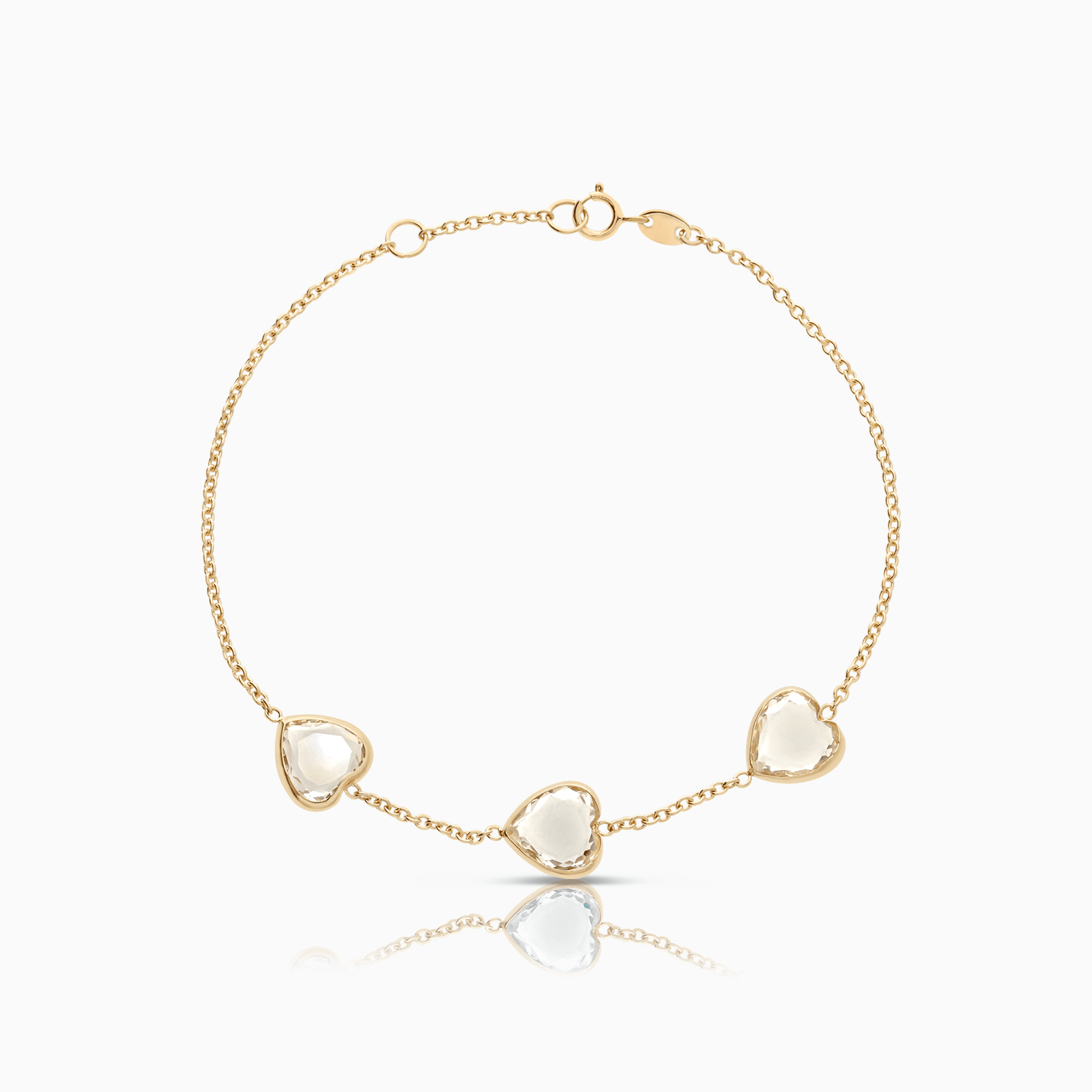 Gold Bracelet with White Heart-Shaped Stones 2.62g 18K Gold