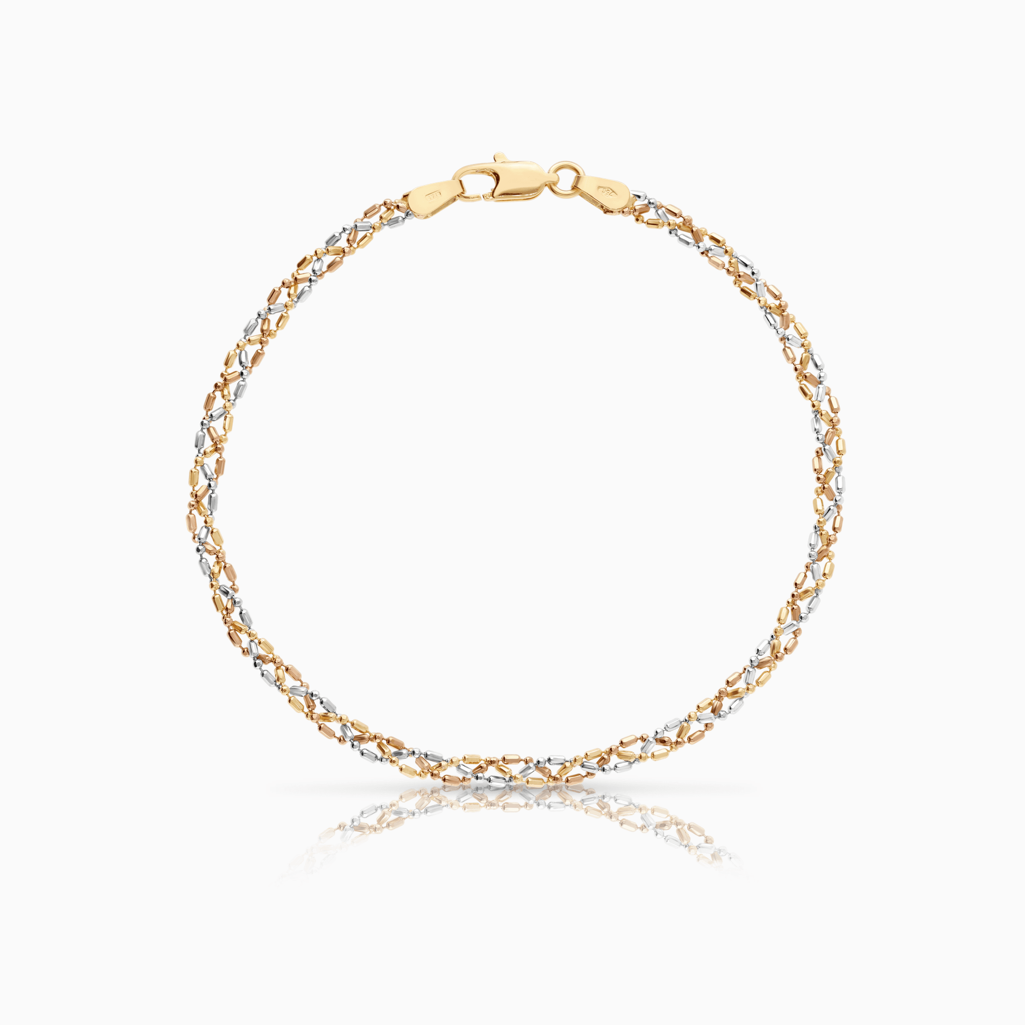 Fantasy Bracelet 3.41g 18K Yellow/Rose/White Gold