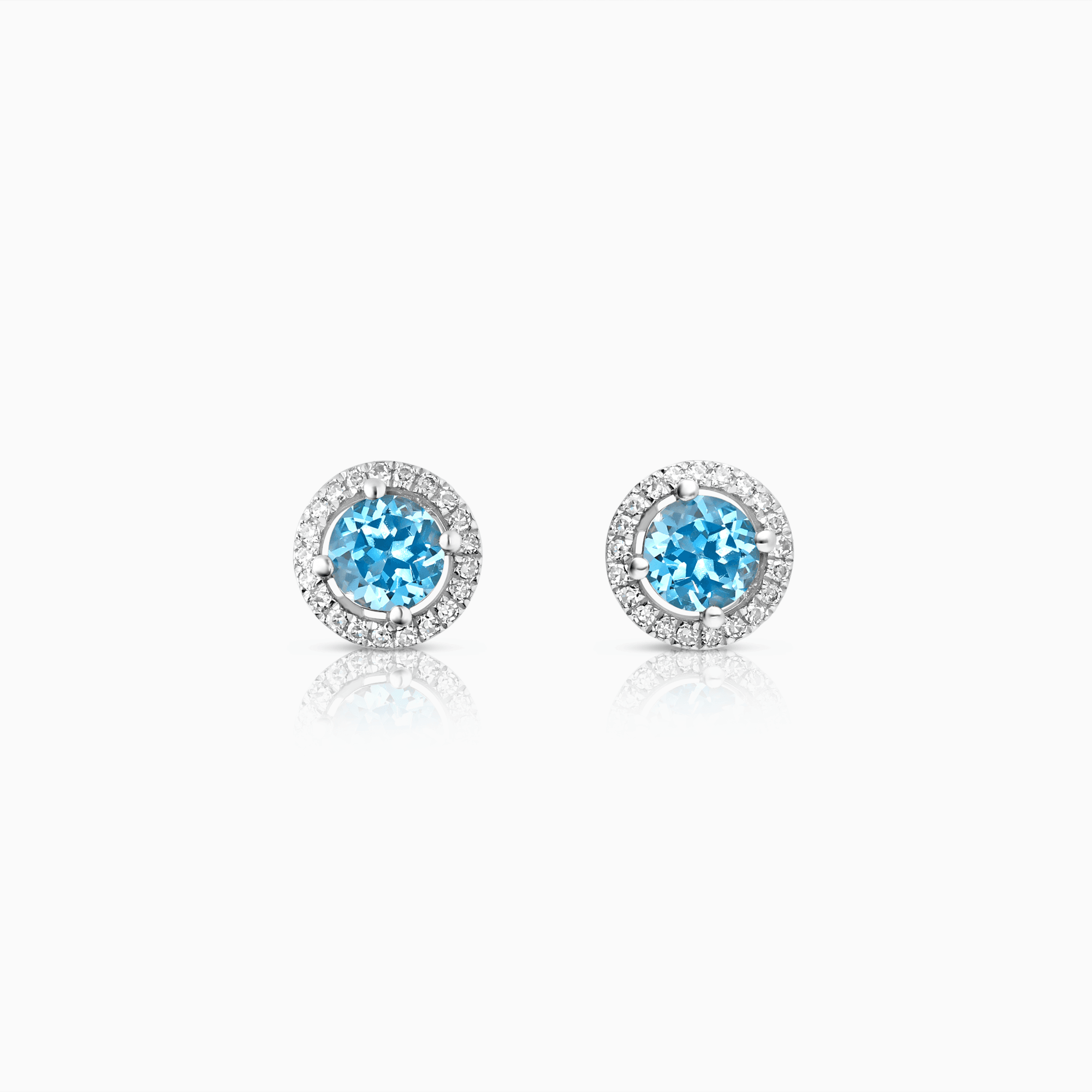 Diamond earrings with blue topazes 2.12g 18K white gold
