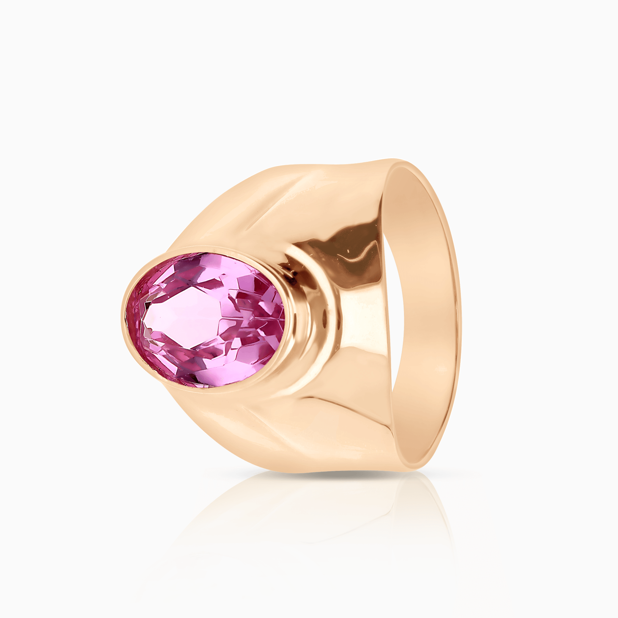 Statement ring with pink stone 6.15g 14K rose gold