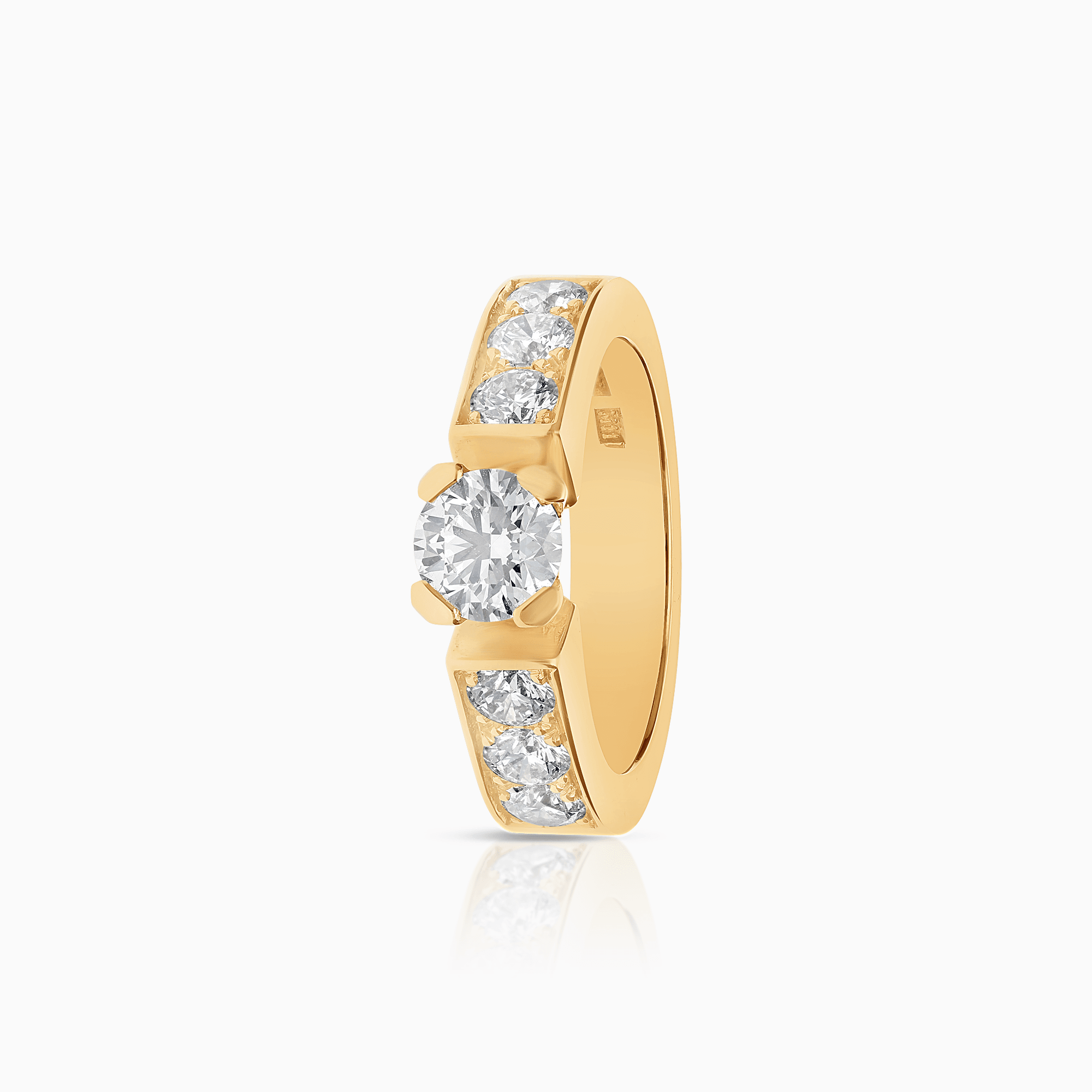 Side stone ring 1.31ct 18K gold