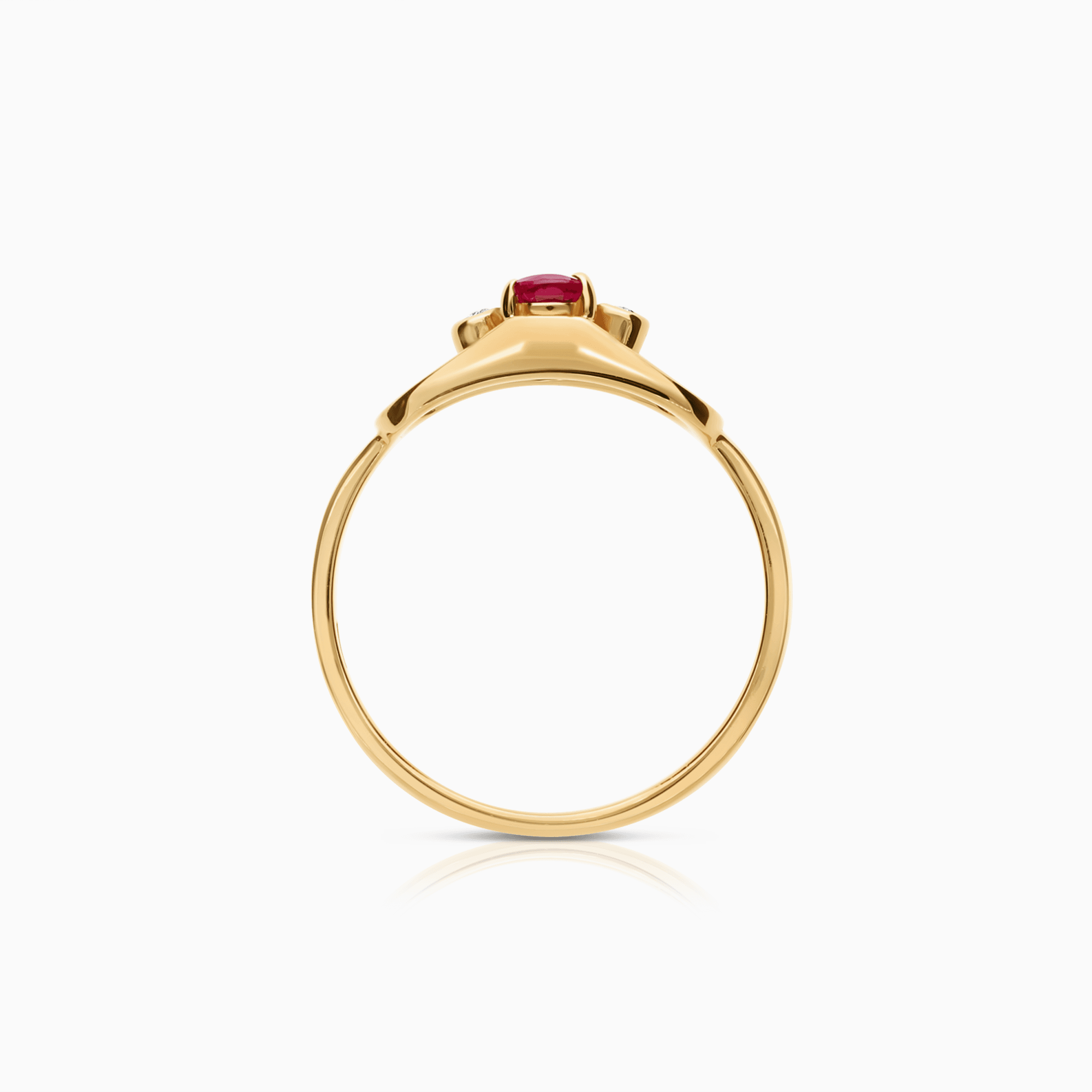 Gemstone ring with diamonds 0.04ct 18K gold