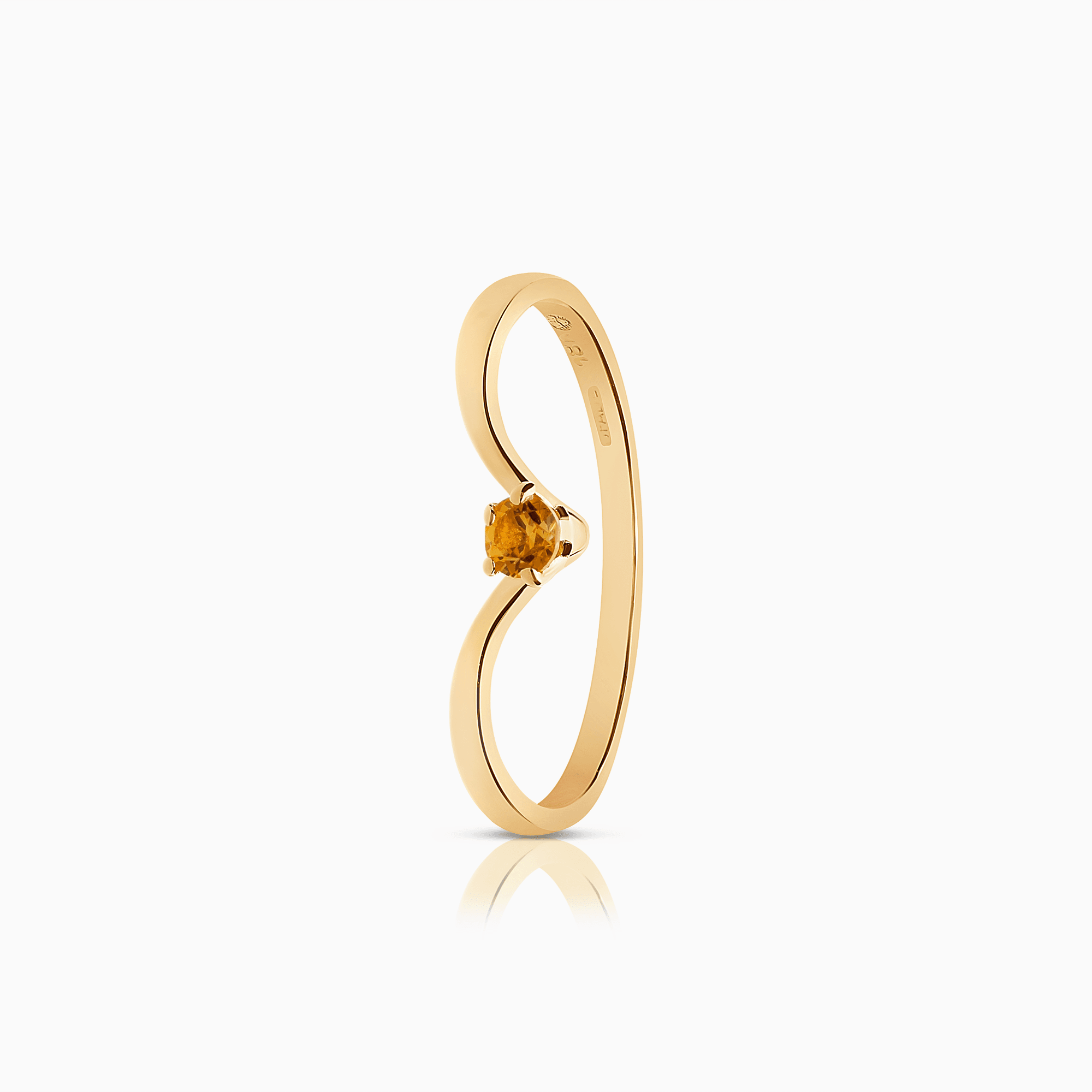 Gold ring with orange cubic zirconia 0.88g 18K gold