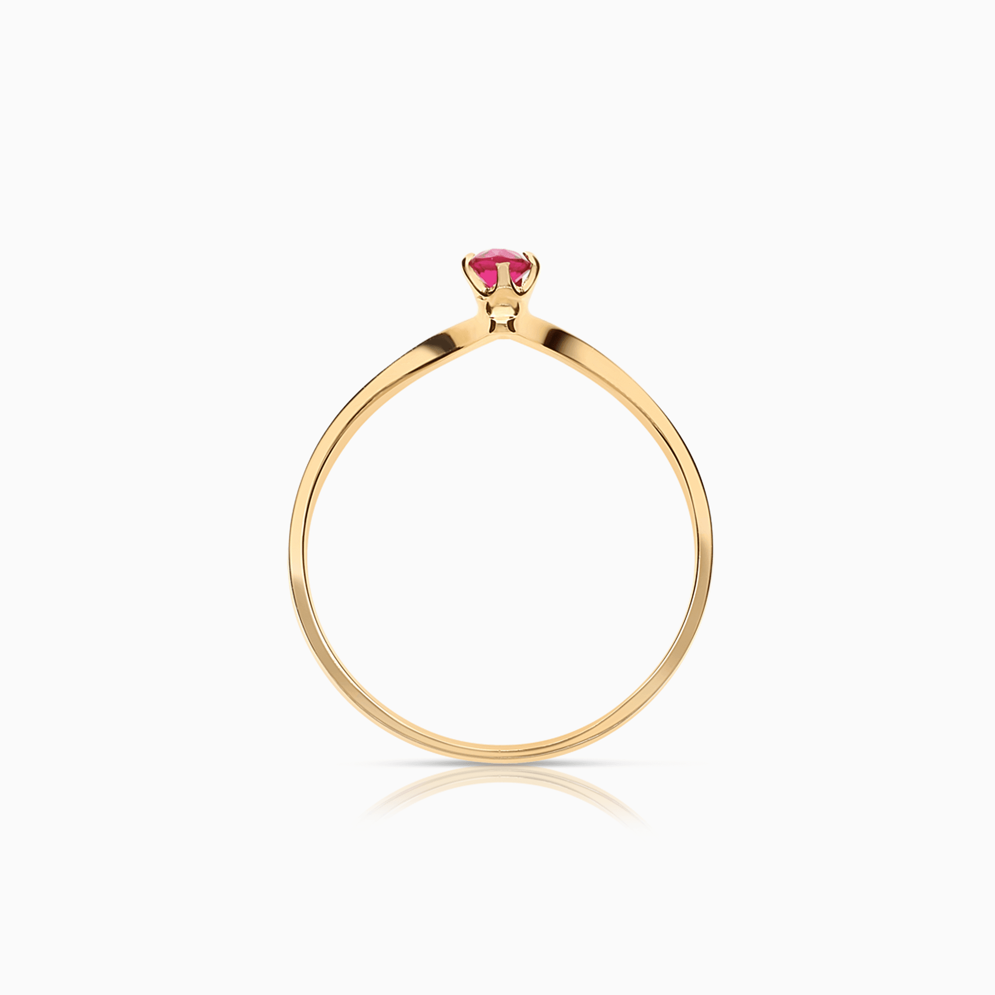 Gold ring with red cubic 0.89g 18K gold