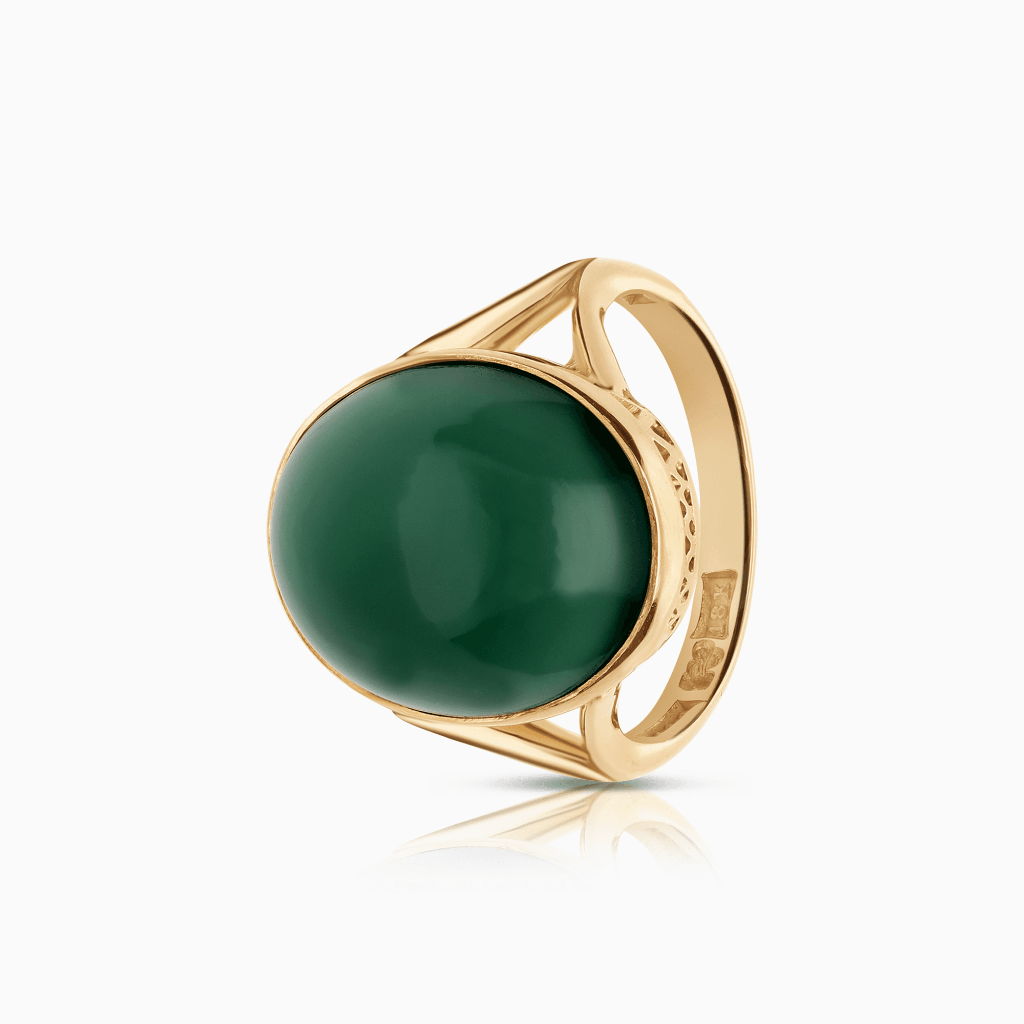 Guldring med grön kvarts 3,86g 18K guld