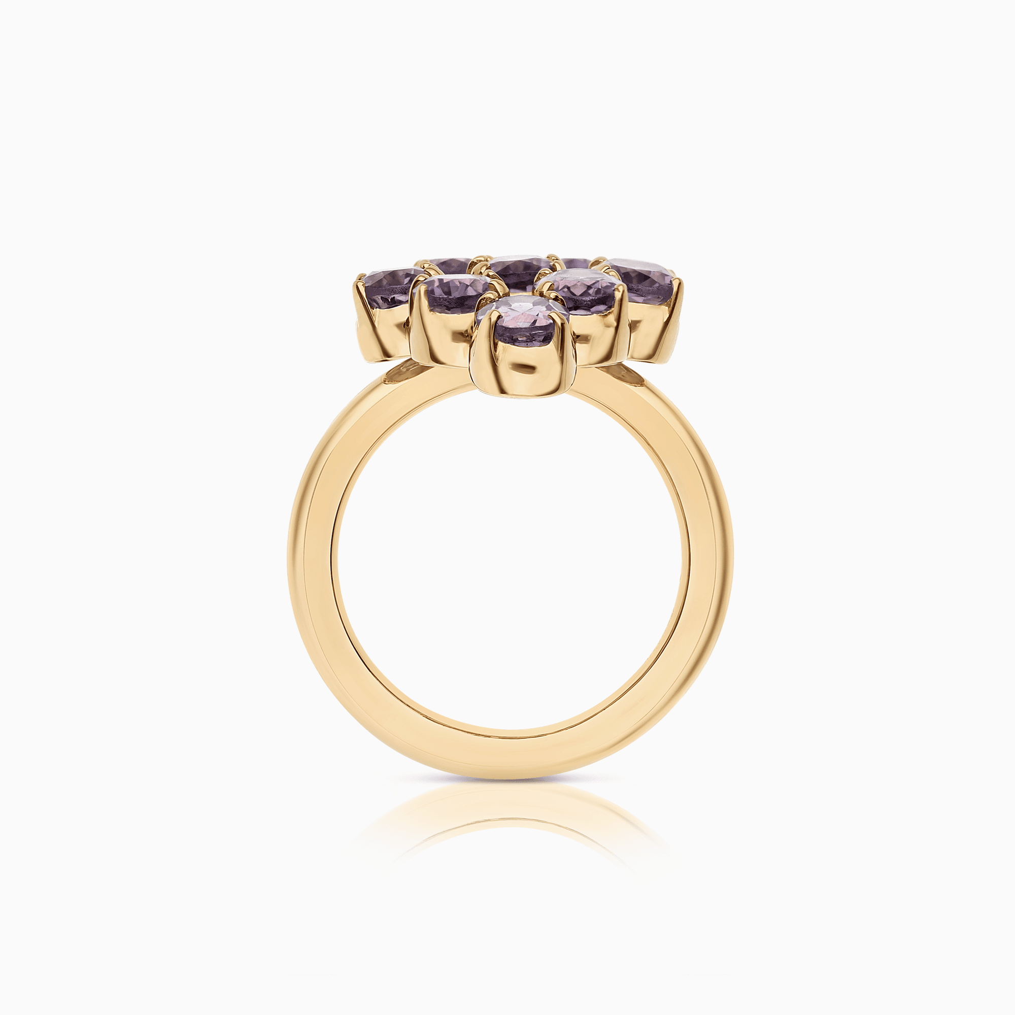 Statement ring with purple amethysts 14.28g 18K gold