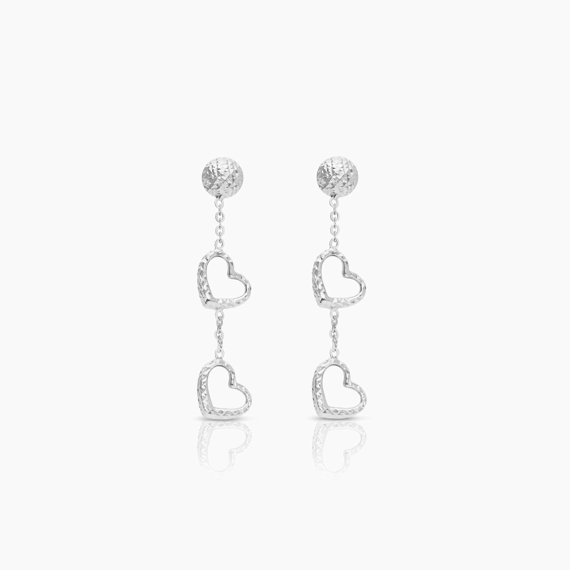 Gold earrings hearts 1.98g 18K white gold