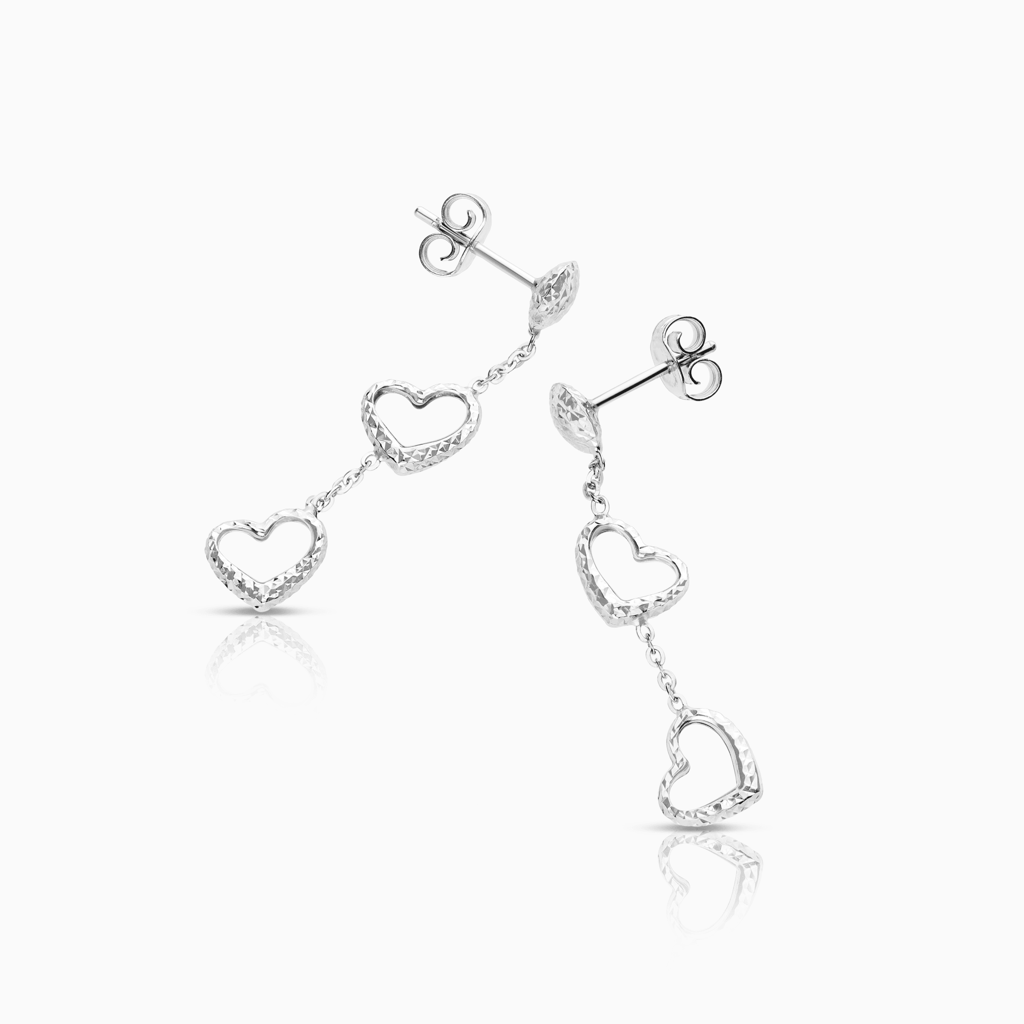 Gold earrings hearts 1.98g 18K white gold