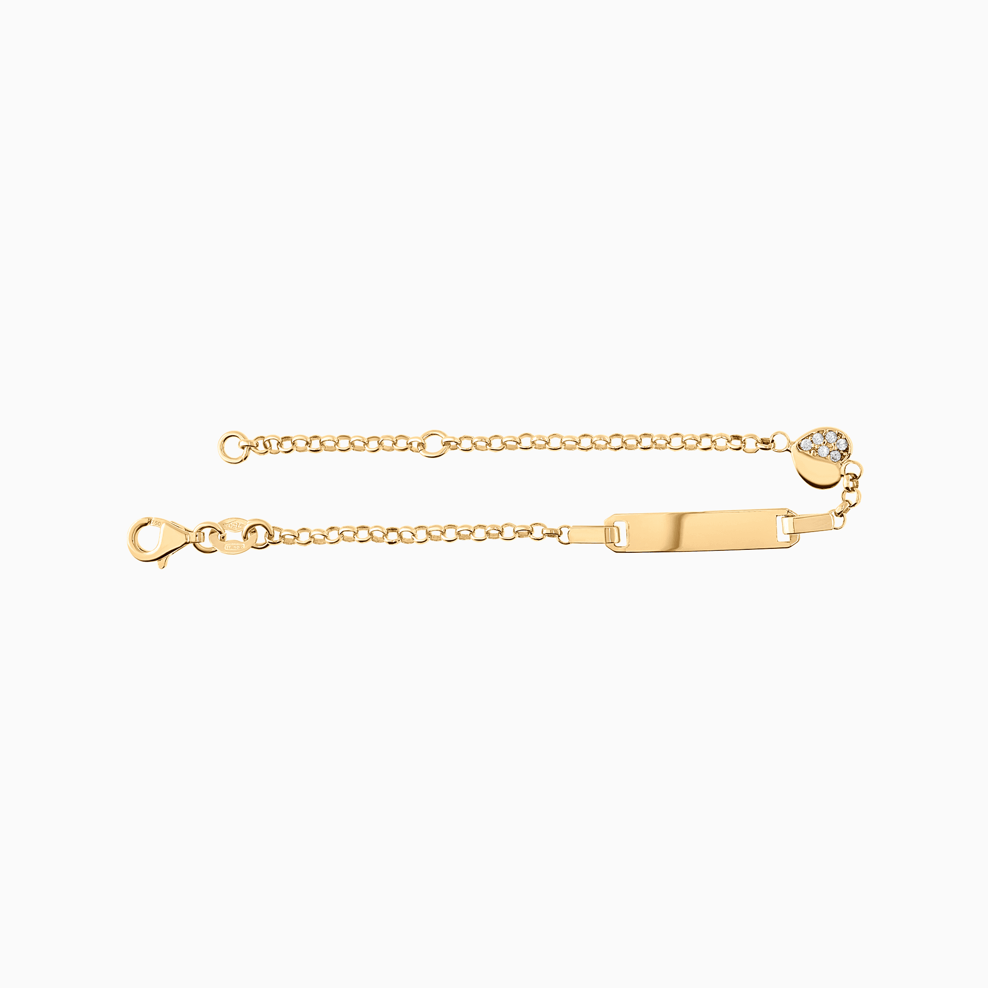 Gold bracelet with bead link and white cubic zirconia 2.40g 18K gold