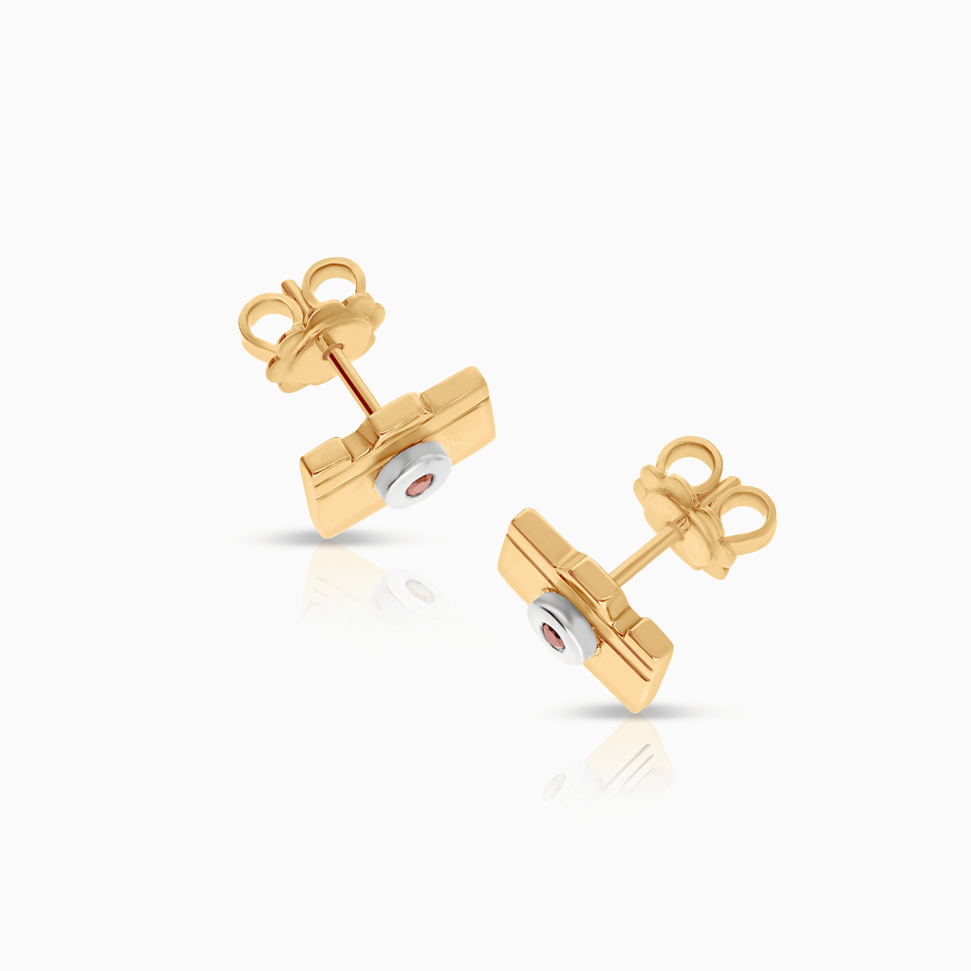 Gold earrings camera 5.39g 18K gold