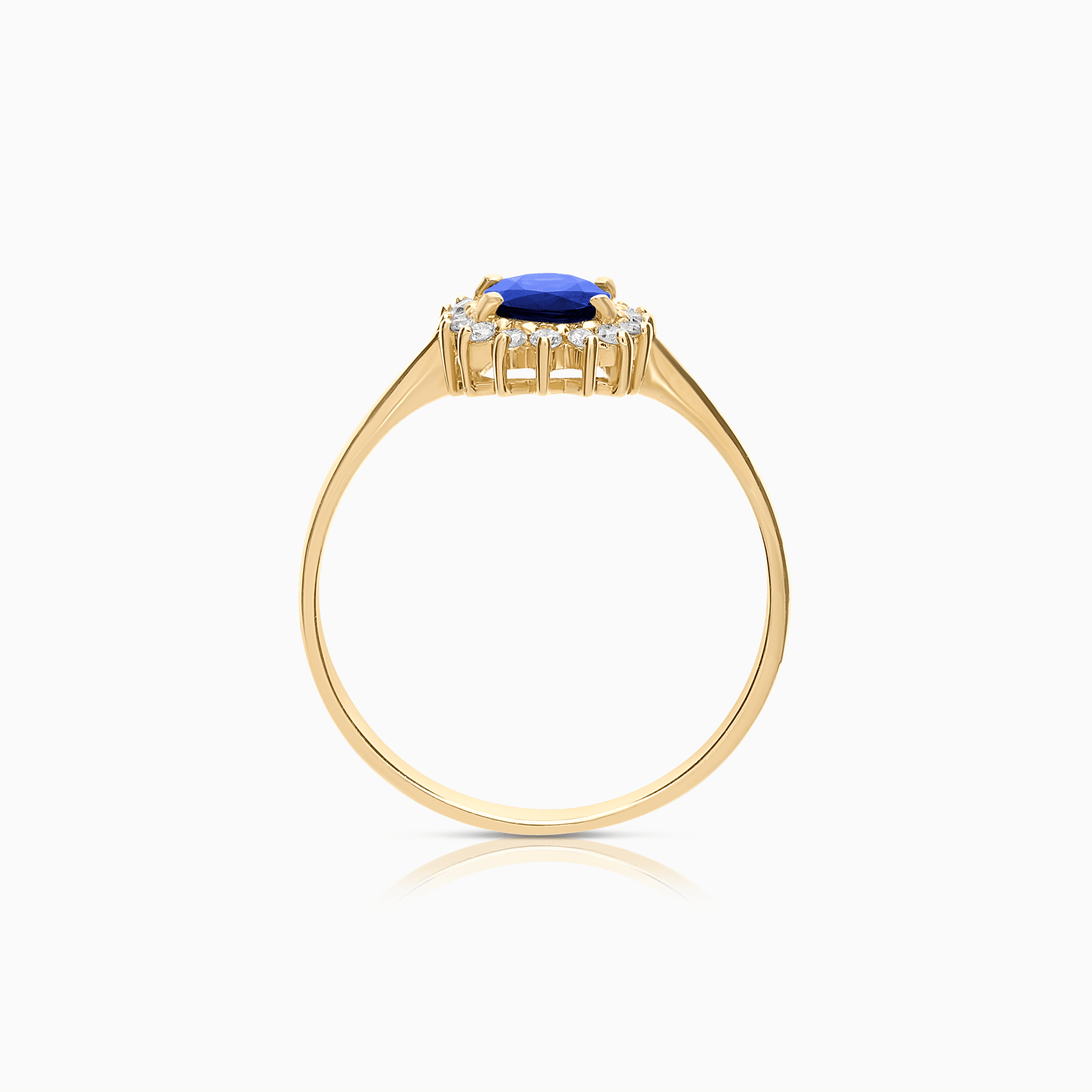 Gold ring with blue sapphire and diamonds 1.14ct 18K gold
