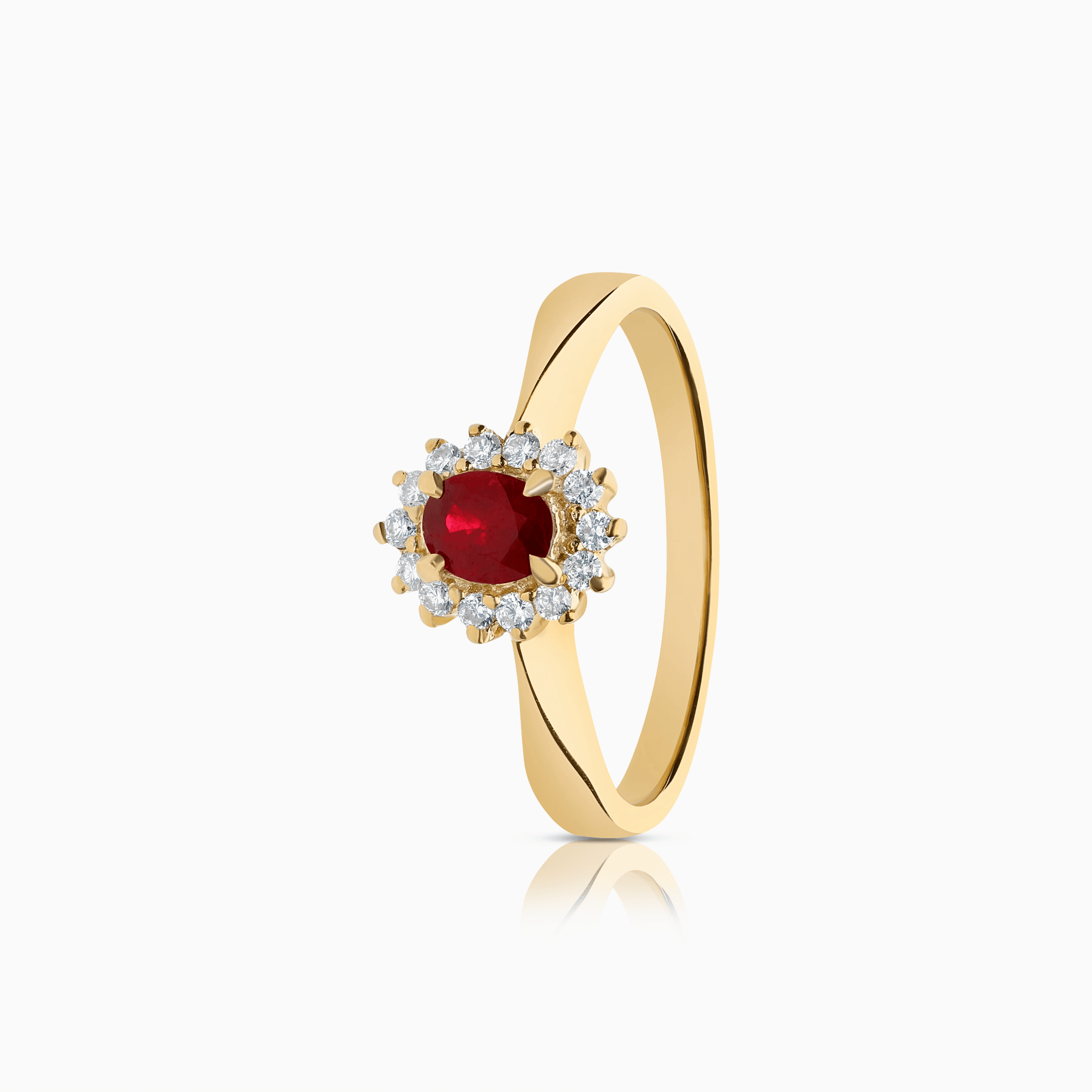 Diamond ring with red ruby 0.57ct 18K gold
