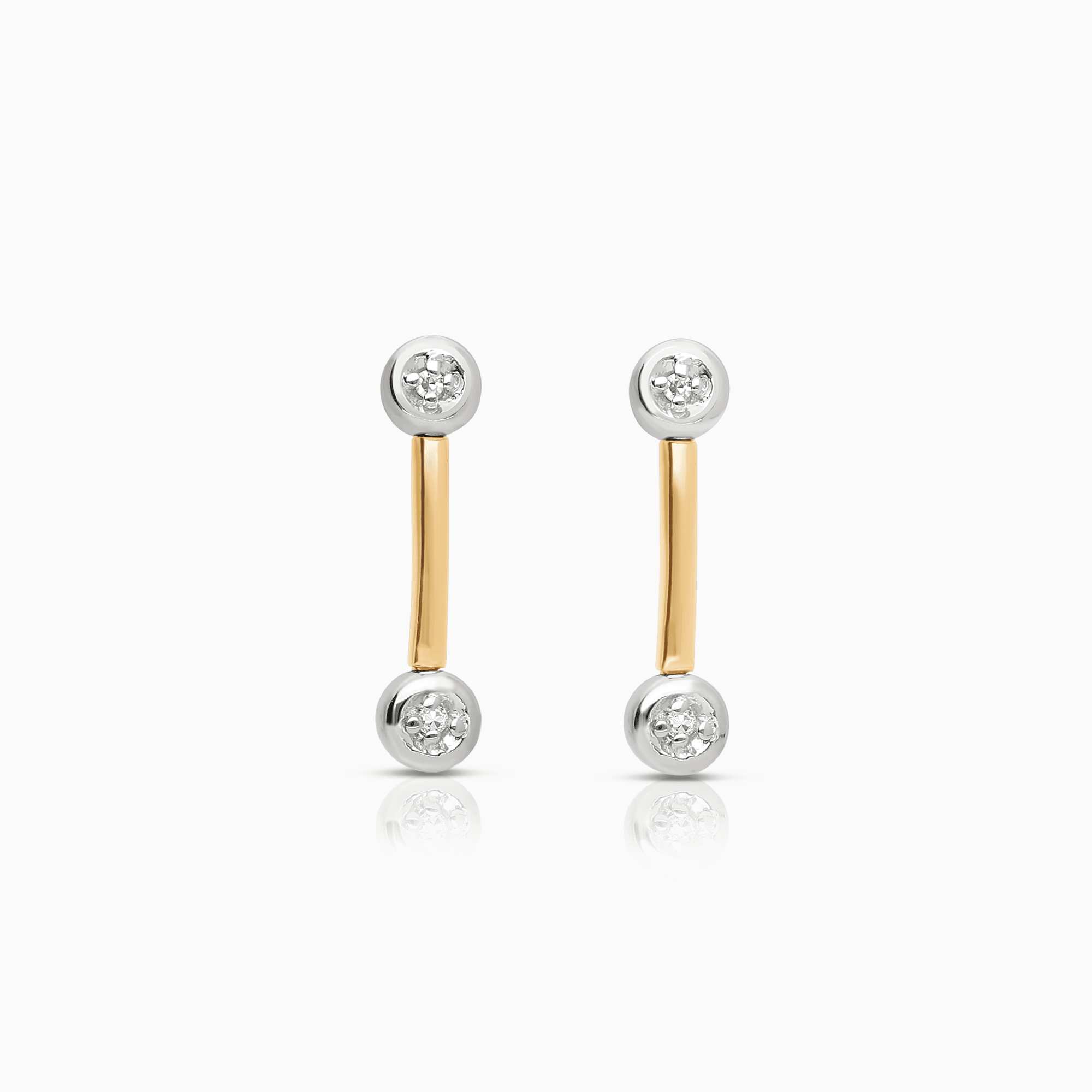 Diamantøredobber 0,02ct 18K gult/hvitt gull