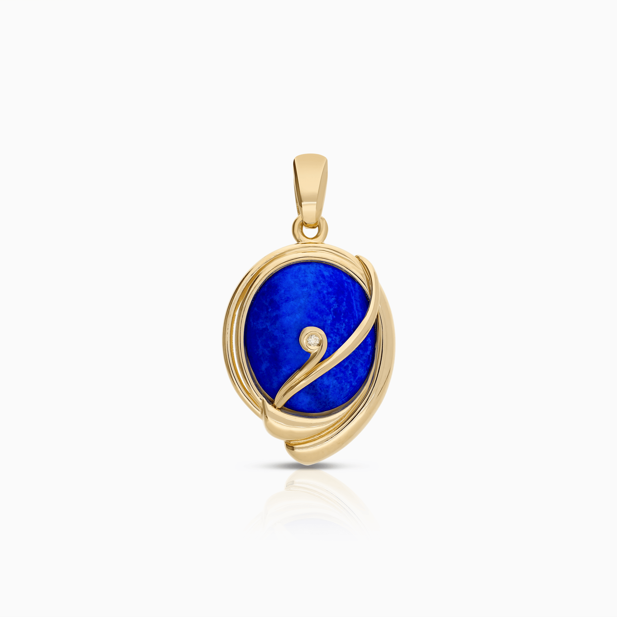Pendant with a blue lapis and diamond 0.01ct 18K gold