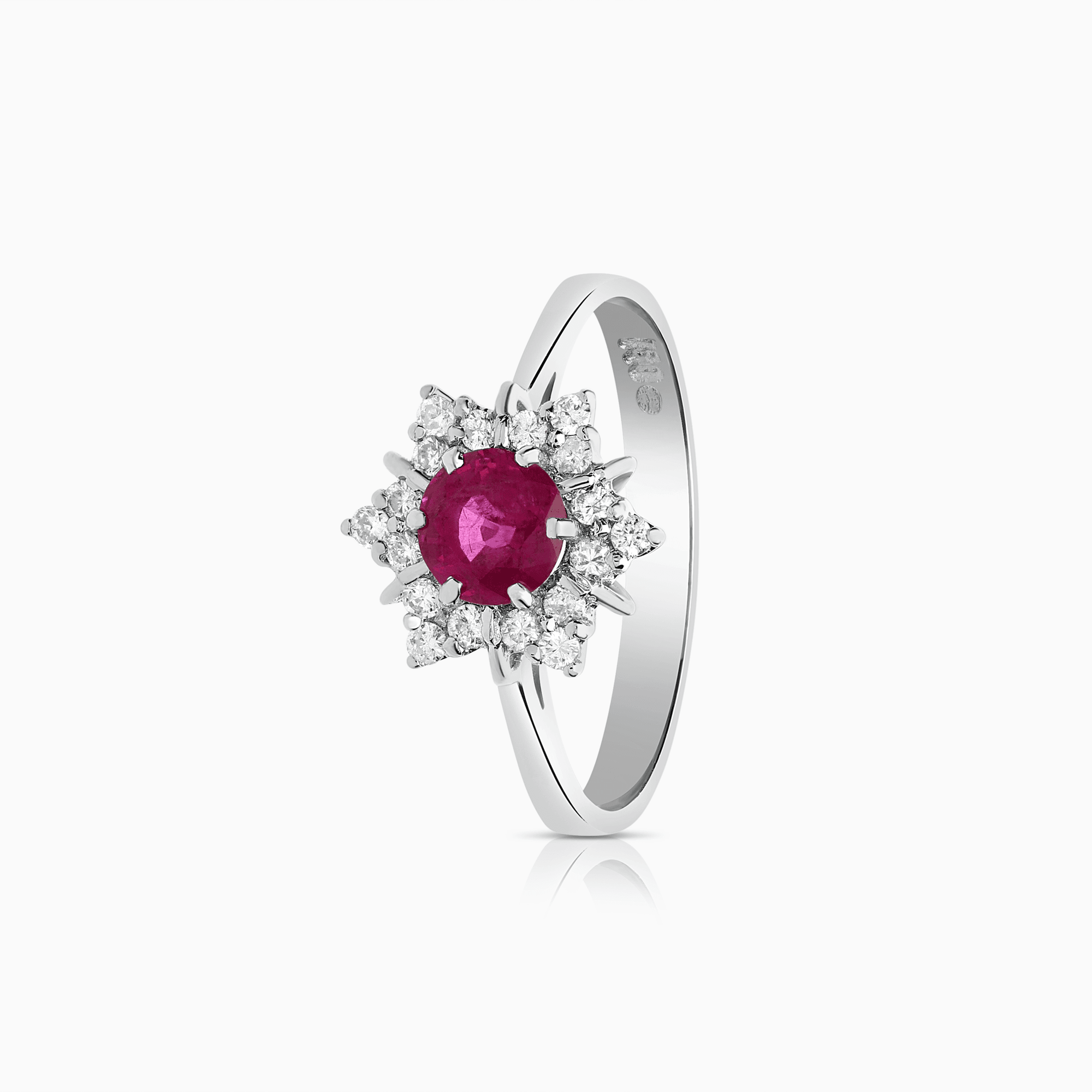 Ädelstensring rubin 0,60ct med diamanter 18K vitguld