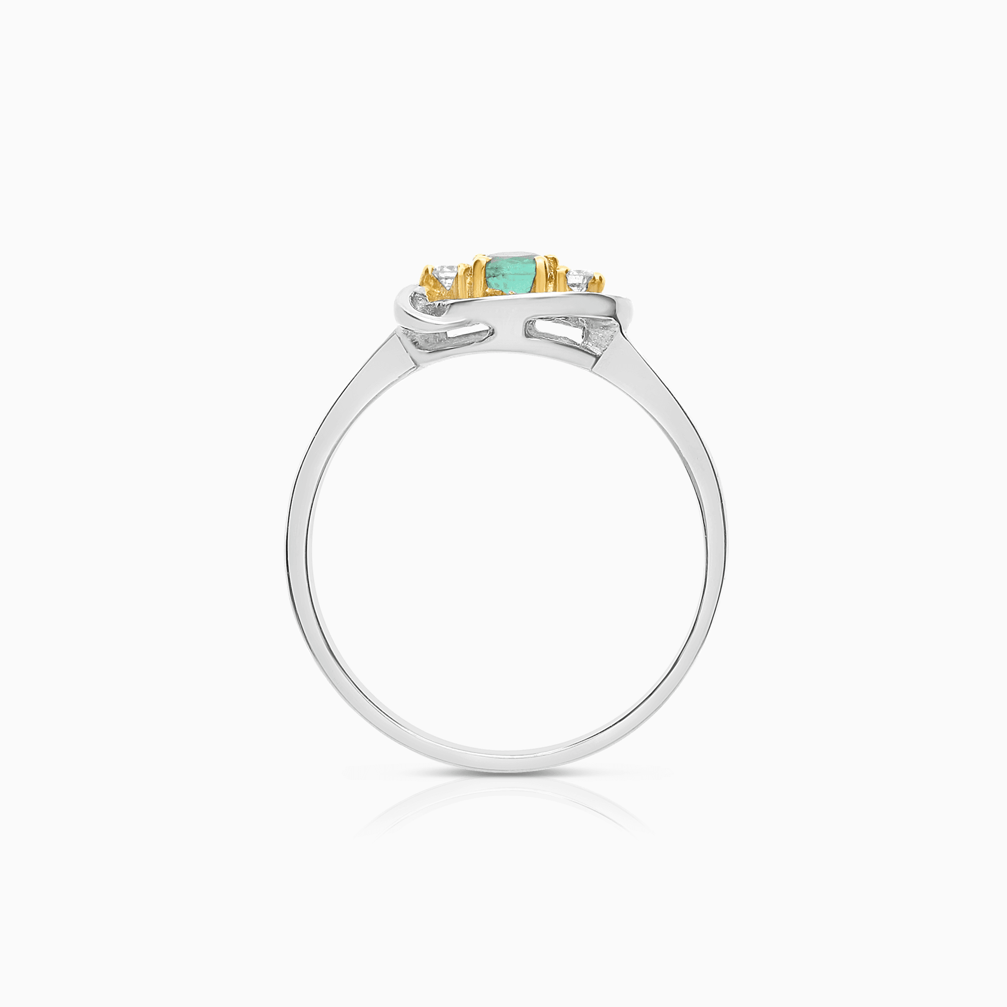 Ädelstensring smaragd och diamanter 0,12ct 18K vitguld