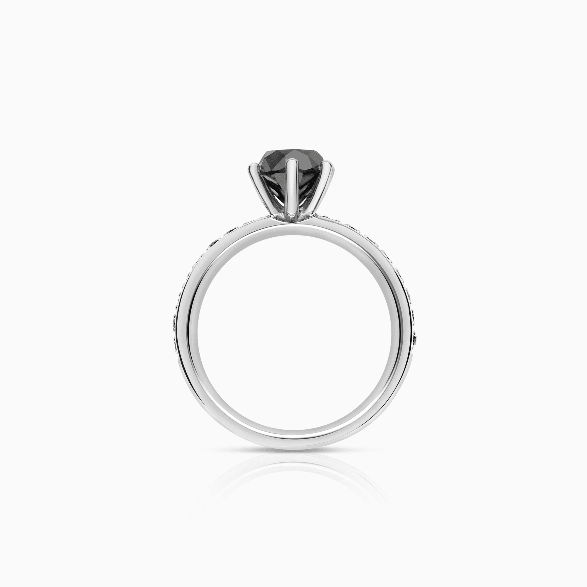 Sidostensring med svarta diamanter 1,56ct 14K vitguld