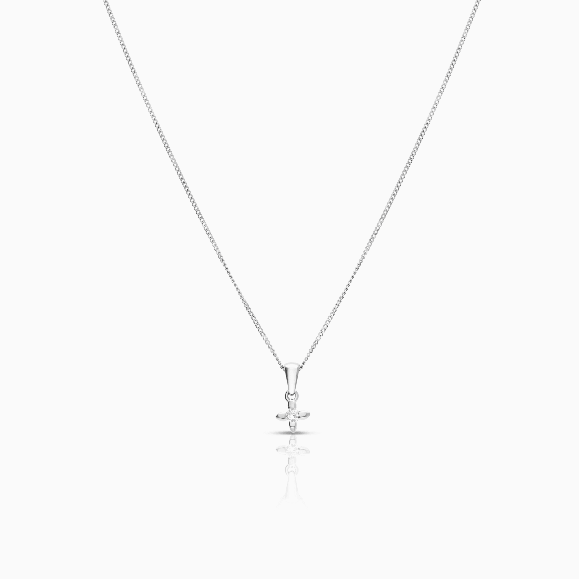 Halskjede med diamantanheng 0,08 ct 18K hvitt gull