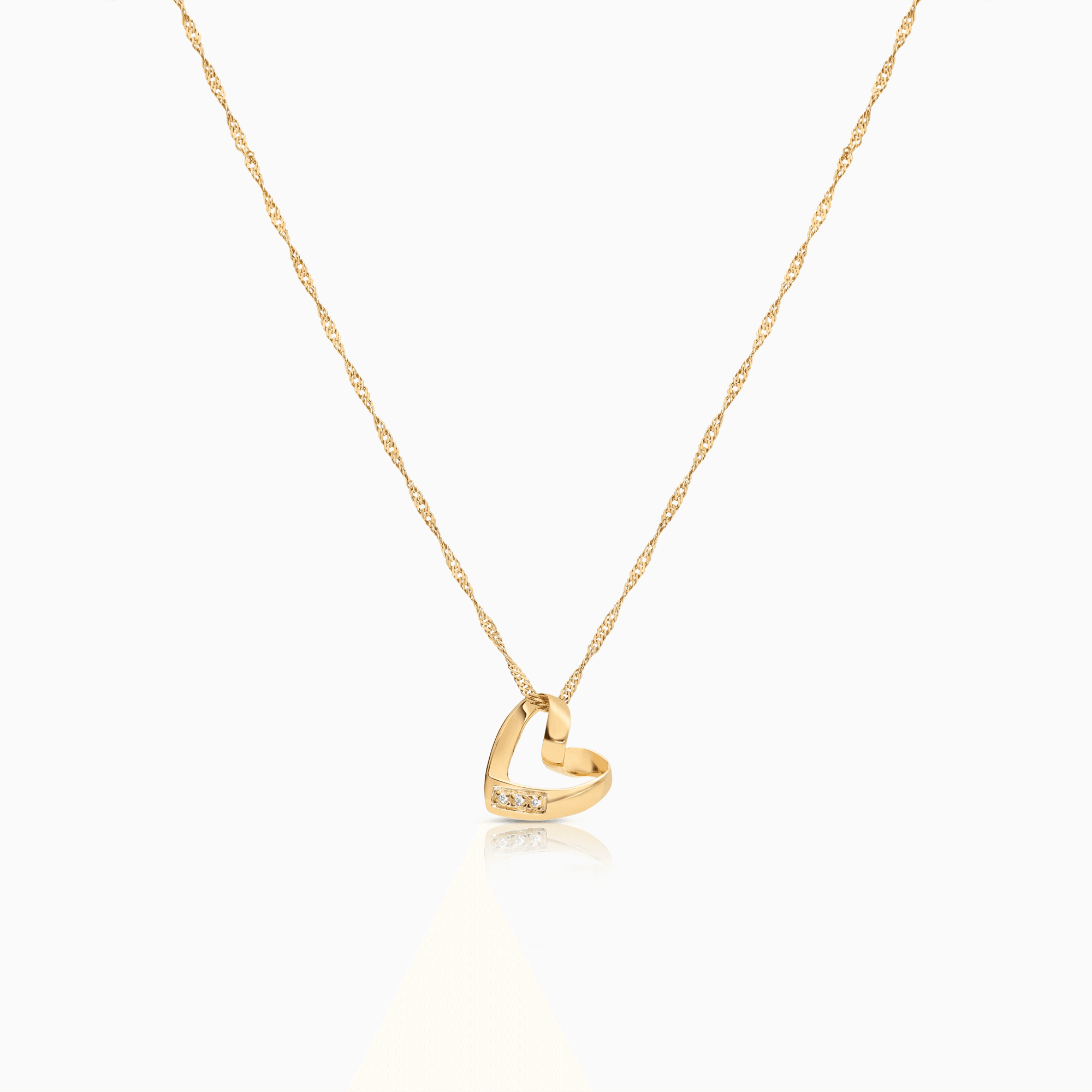Necklace with heart diamond pendant 0.03ct 18K gold