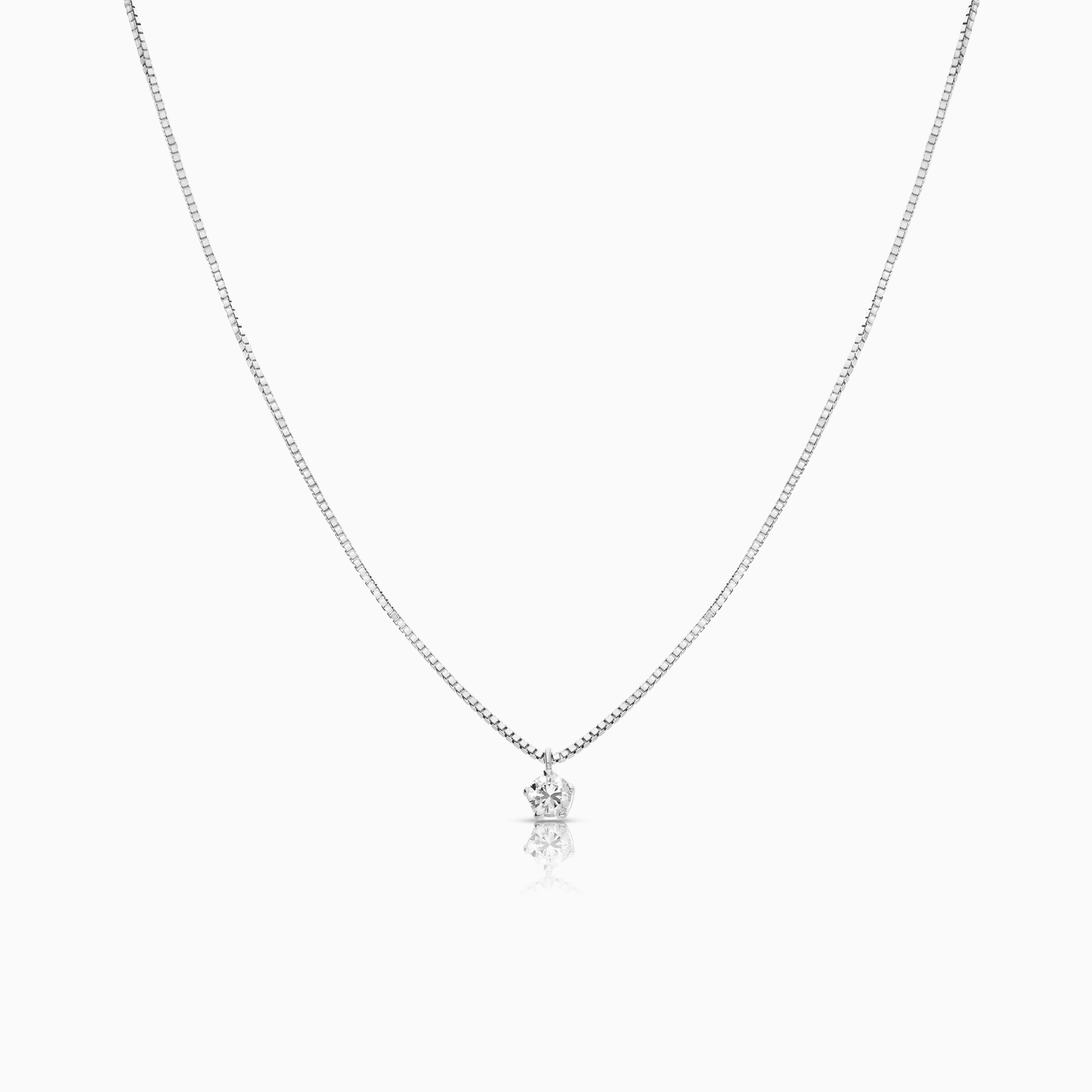 Necklace with solitaire pendant 0.30ct 18K white gold